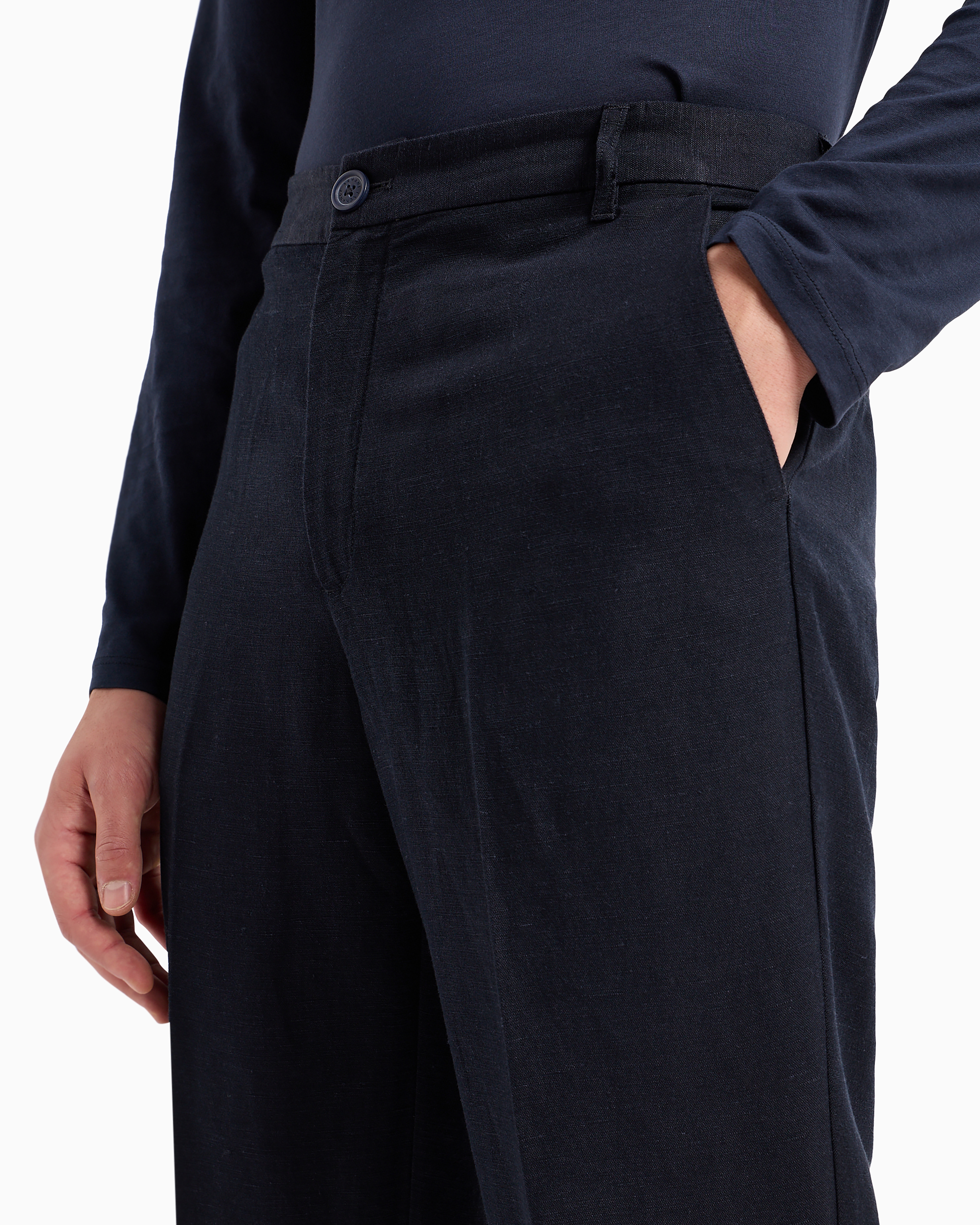 Armani Exchange - Poplin chino trousers, Man, Blue, Size: