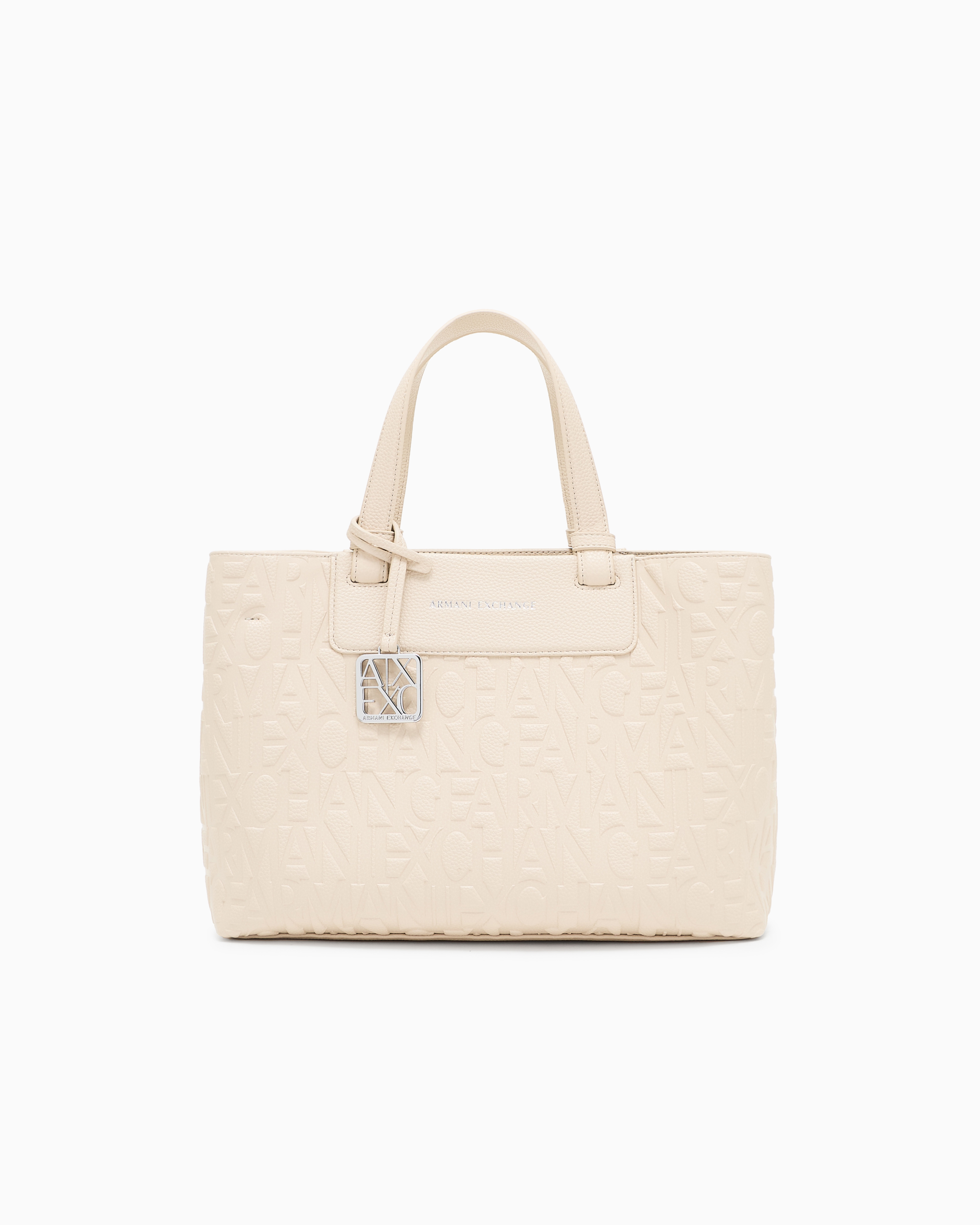 Armani Exchange - Handbag with allover logo, Woman, Beige, Size: TU