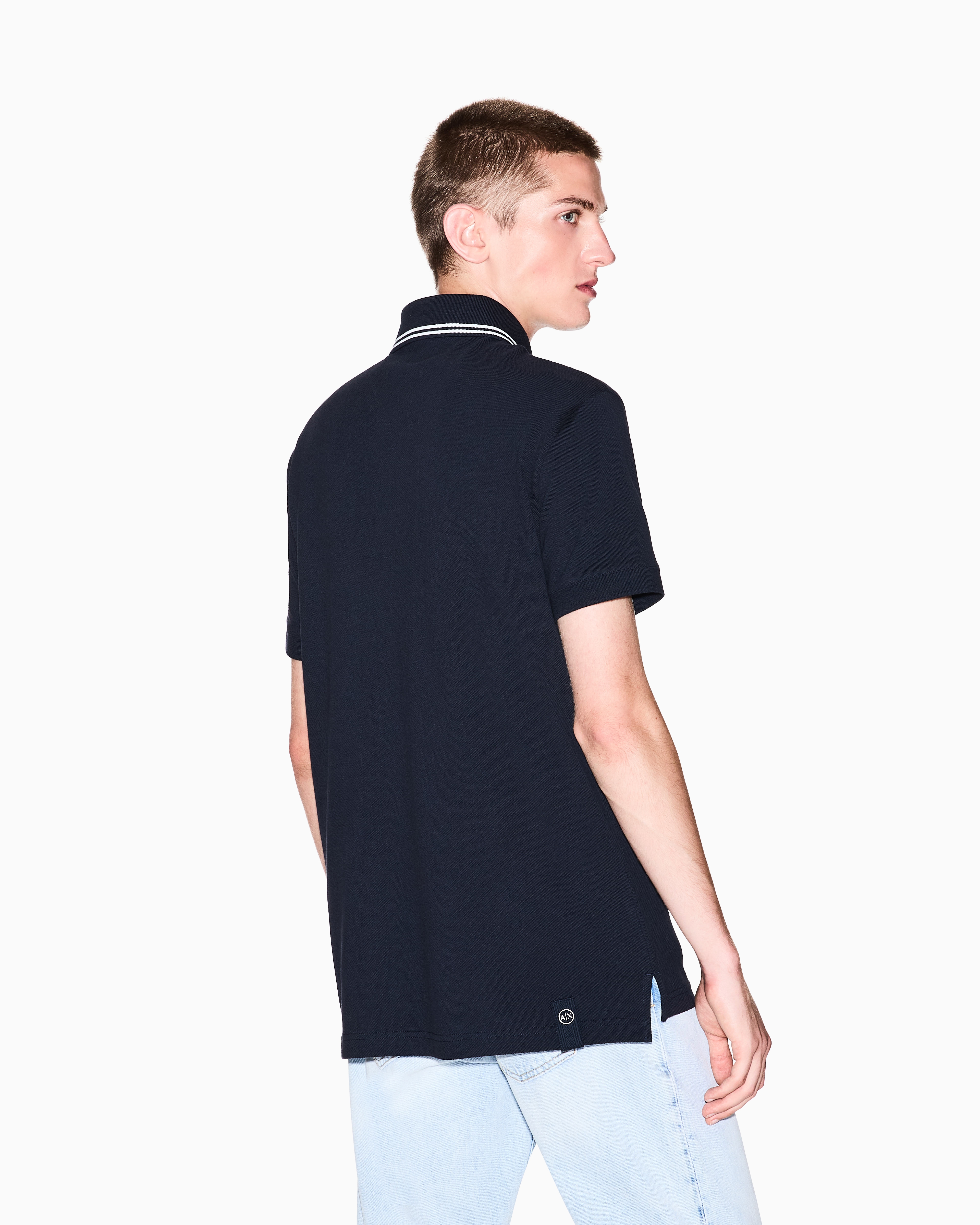 Armani Exchange - Regular fit cotton polo shirt, Man, Navy_blue, Size: