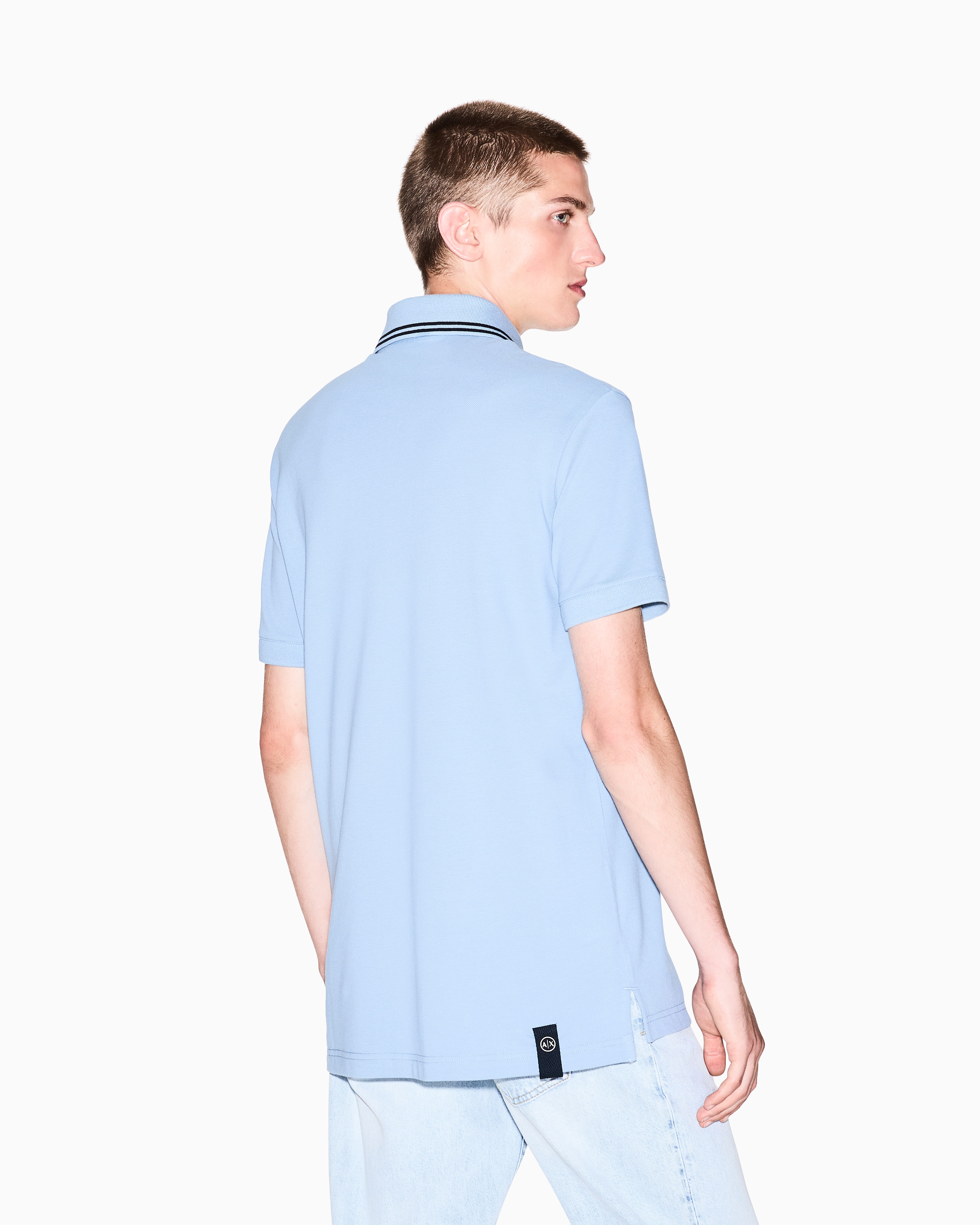 Armani Exchange - Regular fit cotton polo shirt, Man, Light Blue, Size: