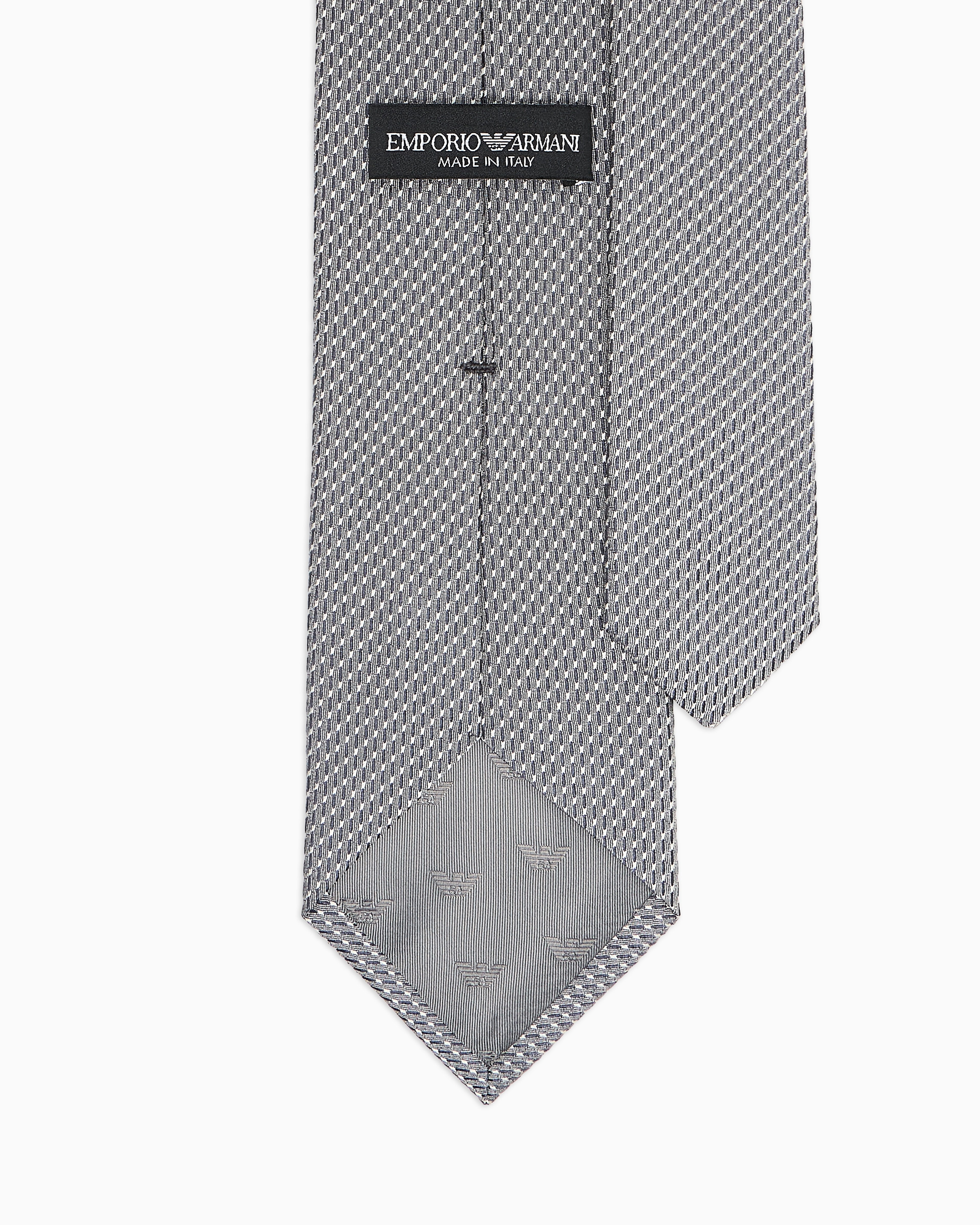 Emporio Armani - Pure silk micro-textured tie, Man, Grey, Size: TU