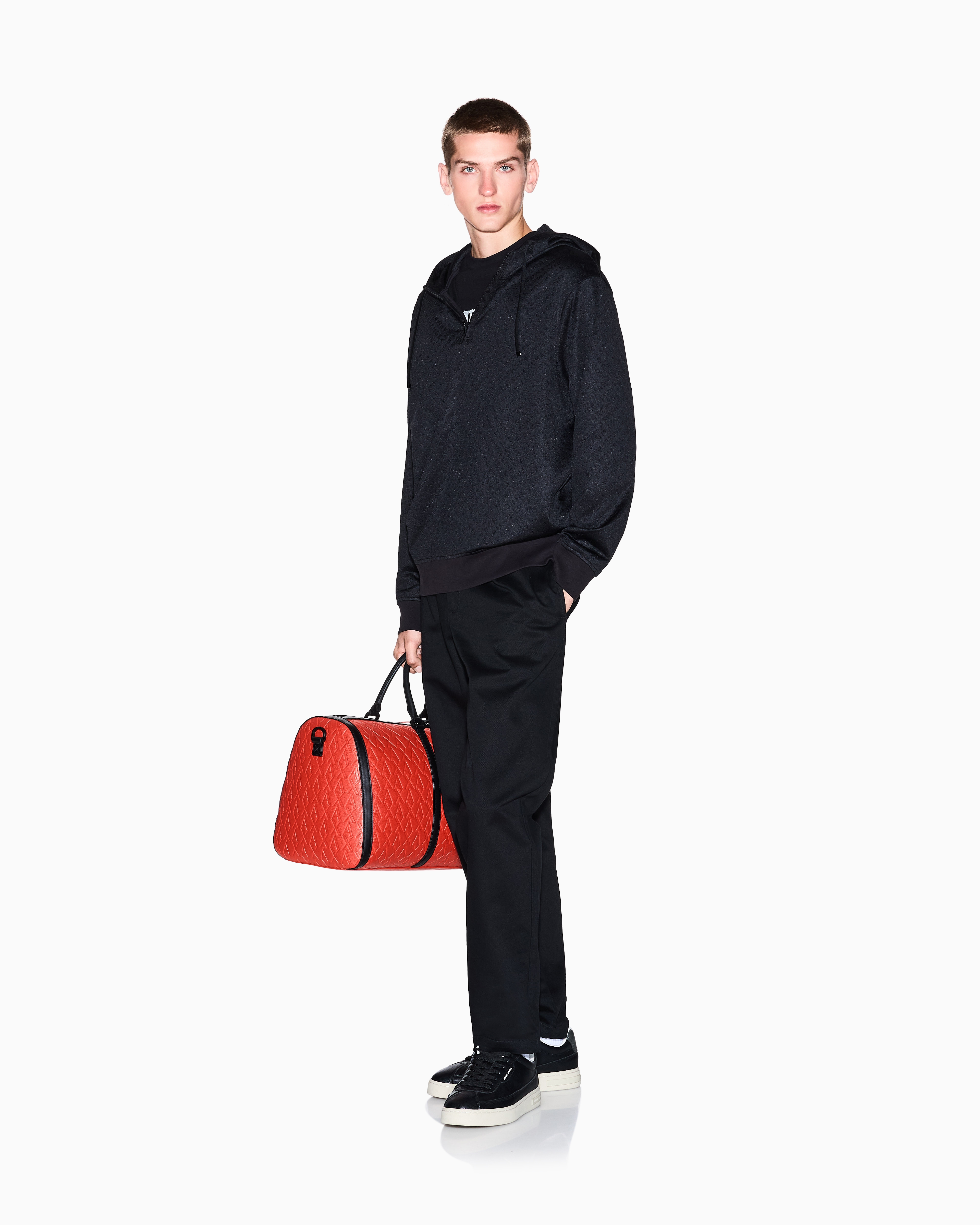 オールオーバージャカードロゴ ハーフジップ フーデッド