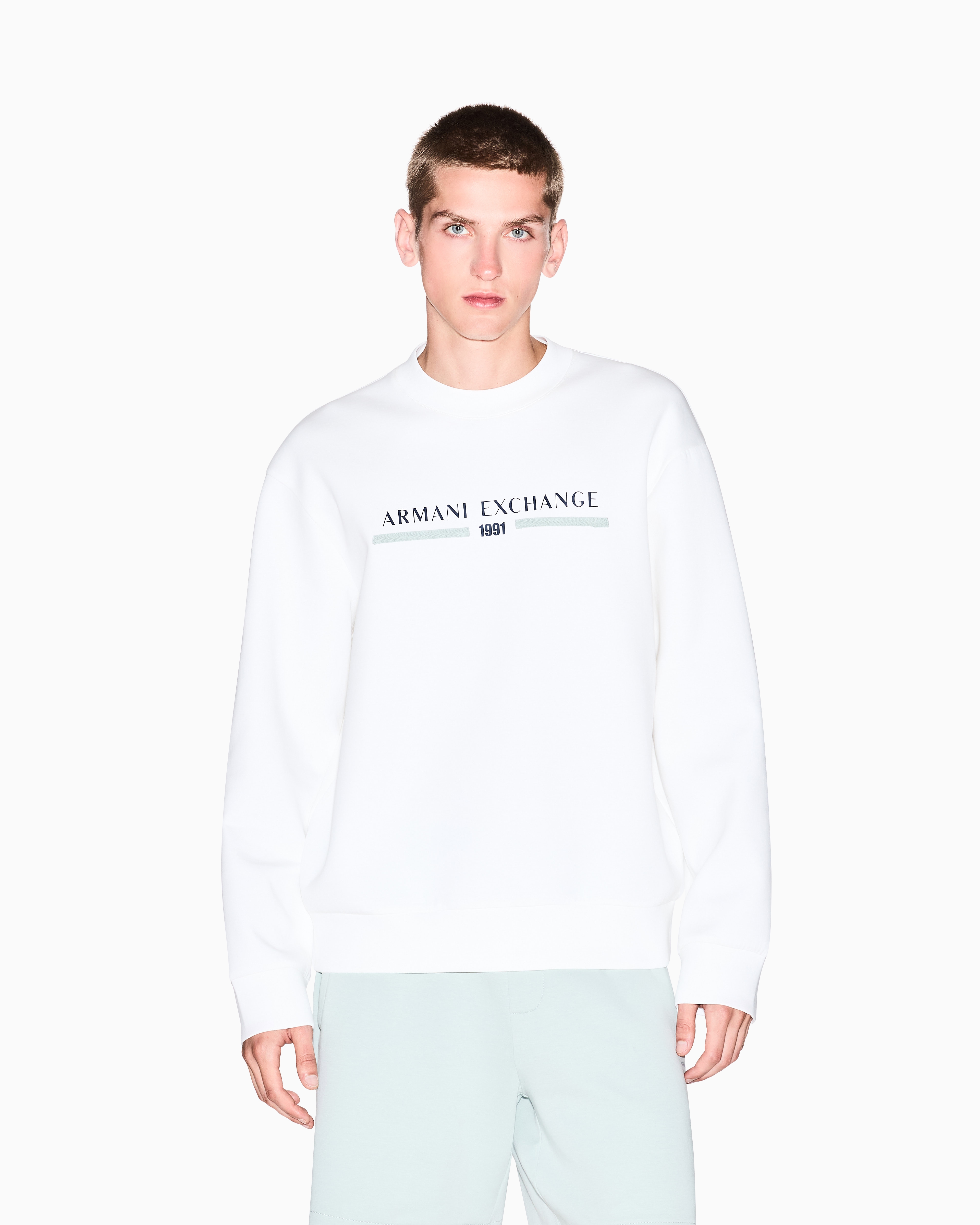 Armani Exchange - Crewneck sweatshirt with logo, Man, White, Size: