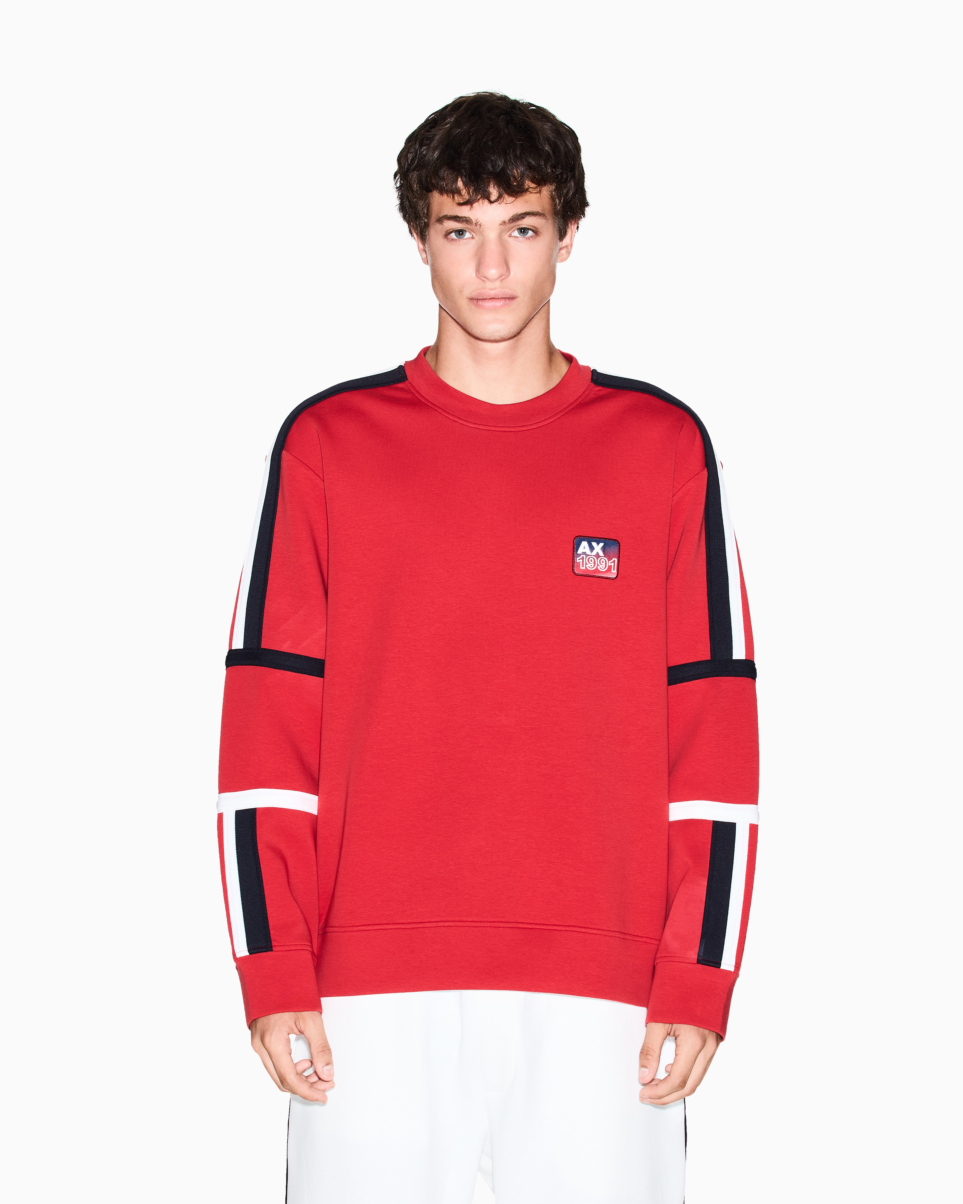 Armani Exchange - Sweatshirt with contrasting bands, Man, Red, Size: