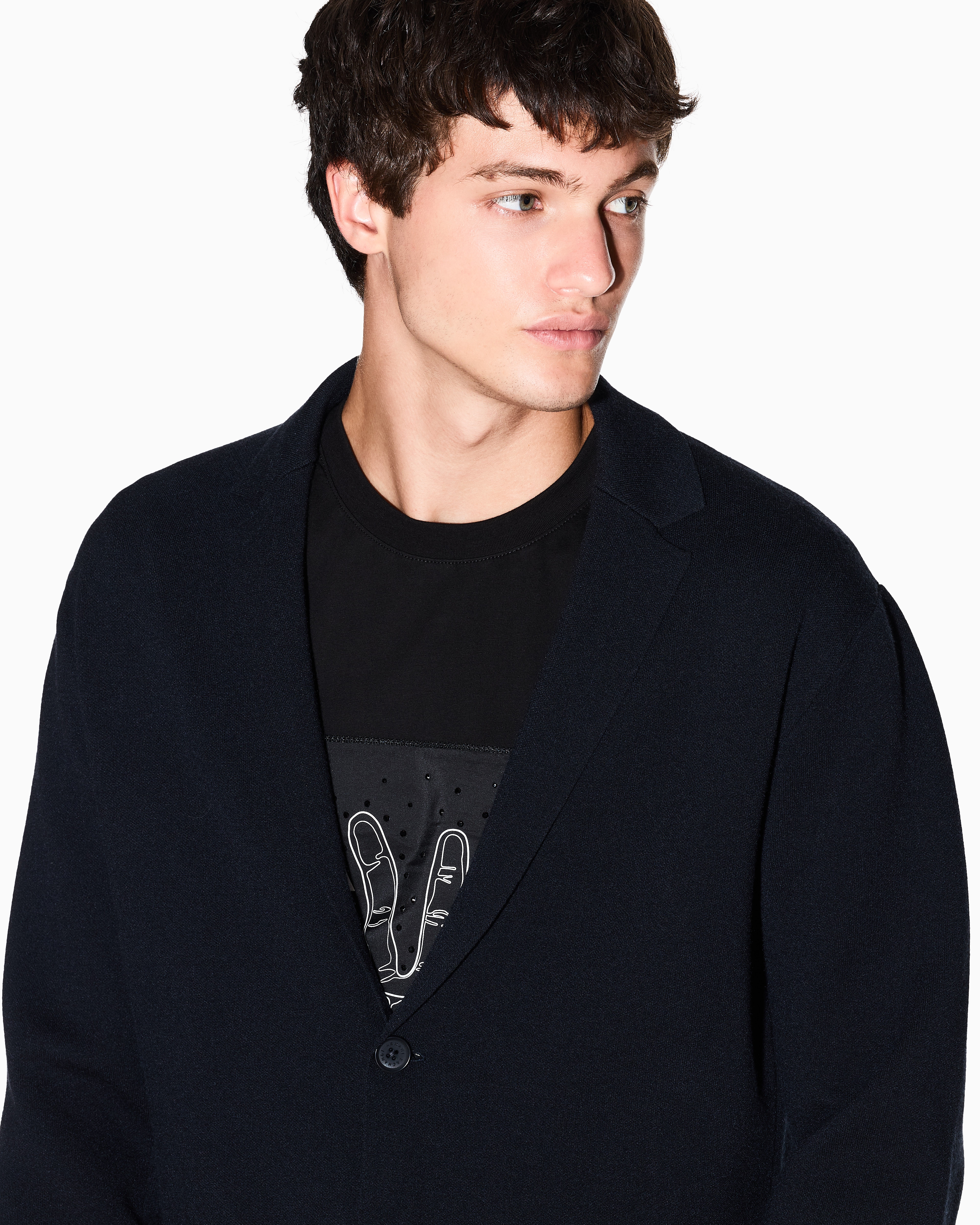 Single-breasted jacket Milano stitch knit