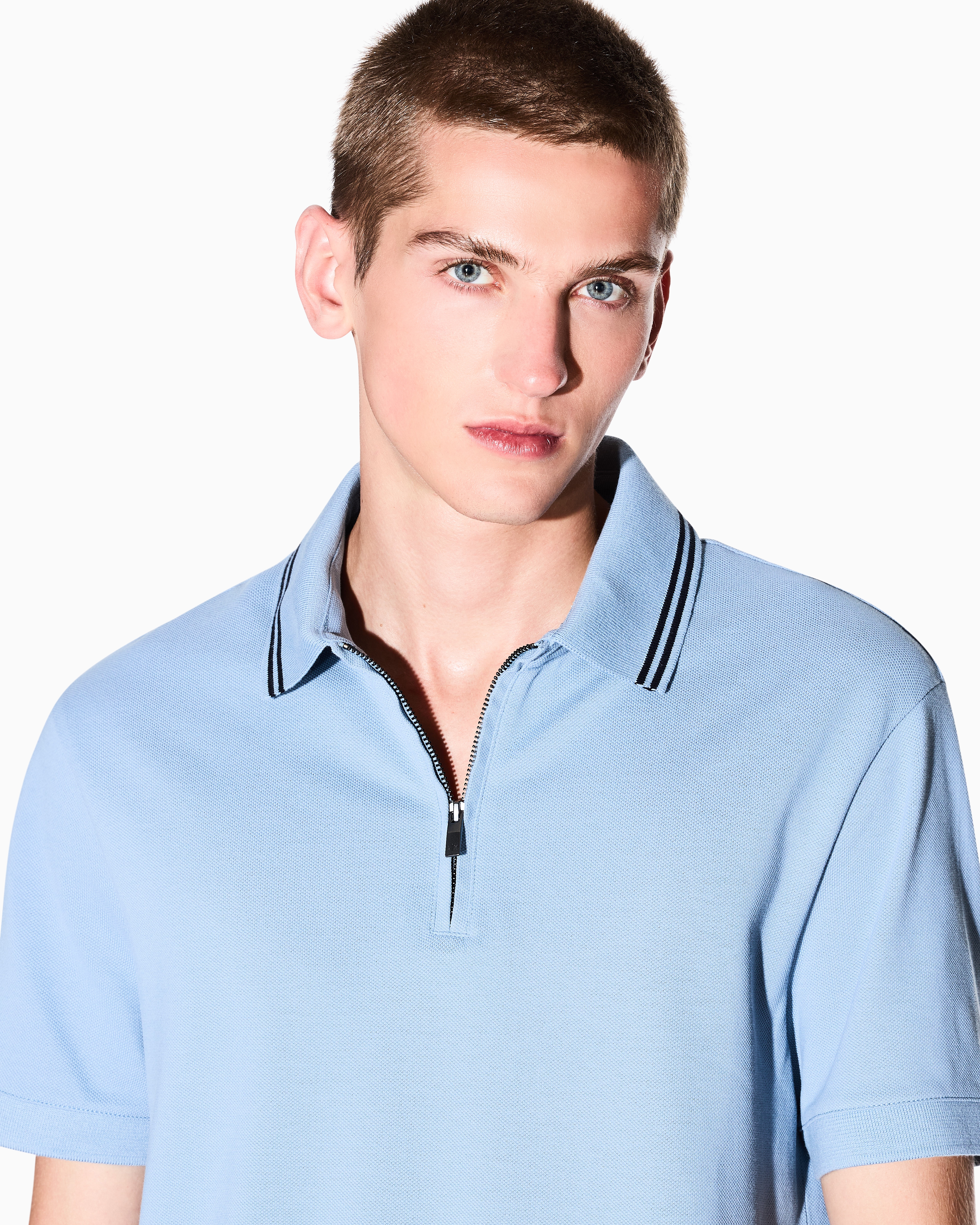 Armani Exchange - Regular fit cotton polo shirt, Man, Light Blue, Size: