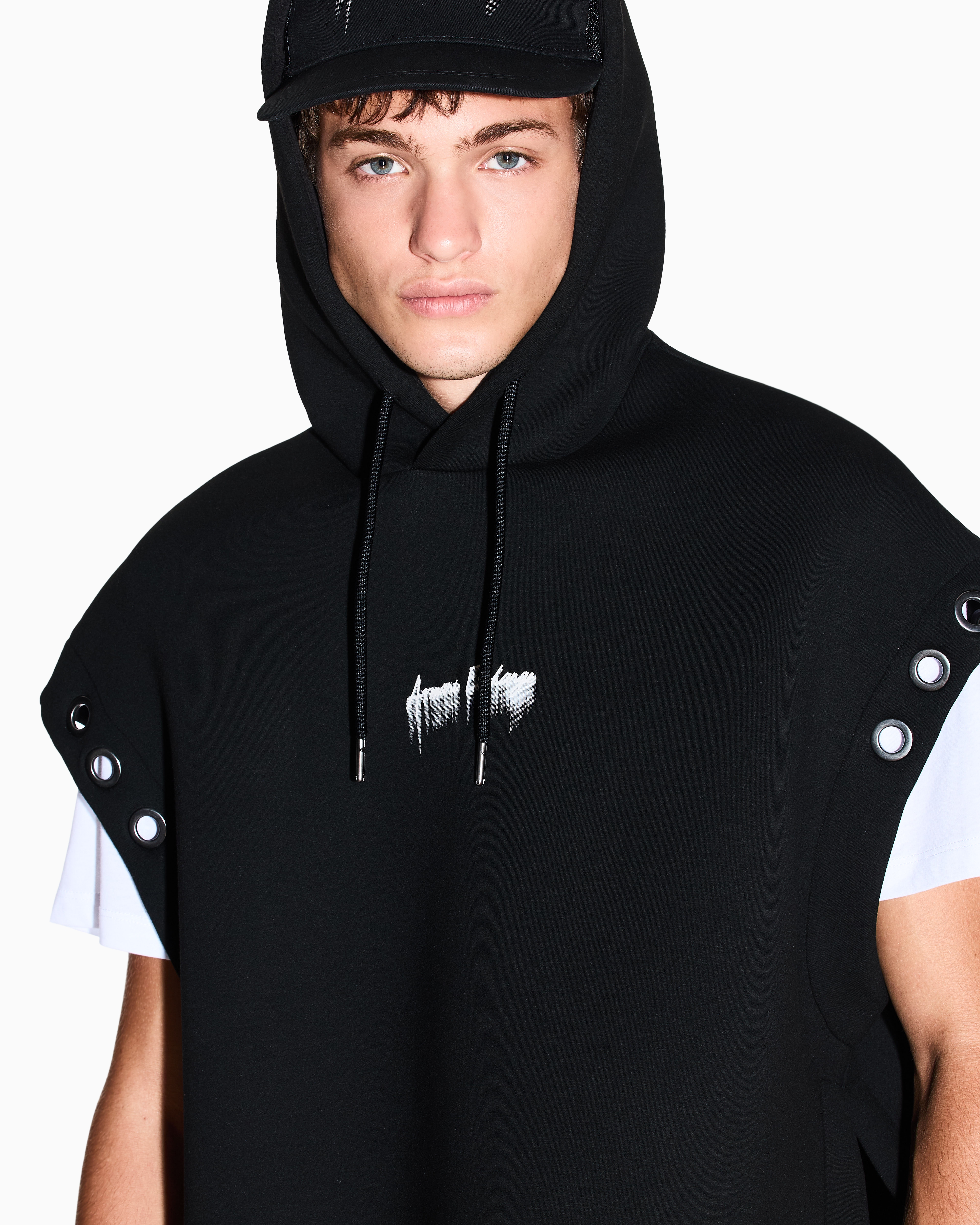 Armani Exchange - Short-sleeved hooded sweatshirt, Man, Black, Size: