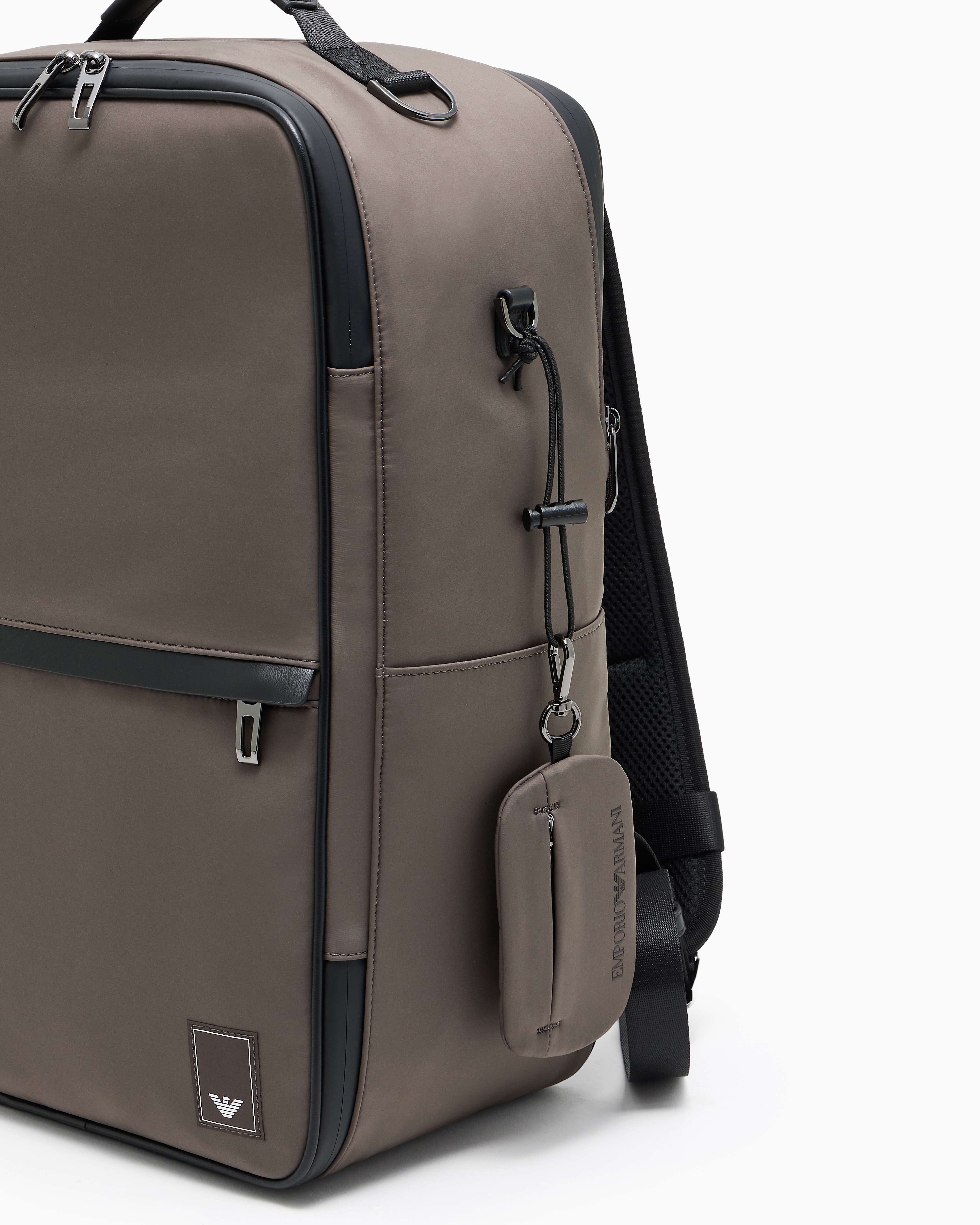 Emporio Armani - Travel Essentials nylon backpack, Man, Grey, Size: TU
