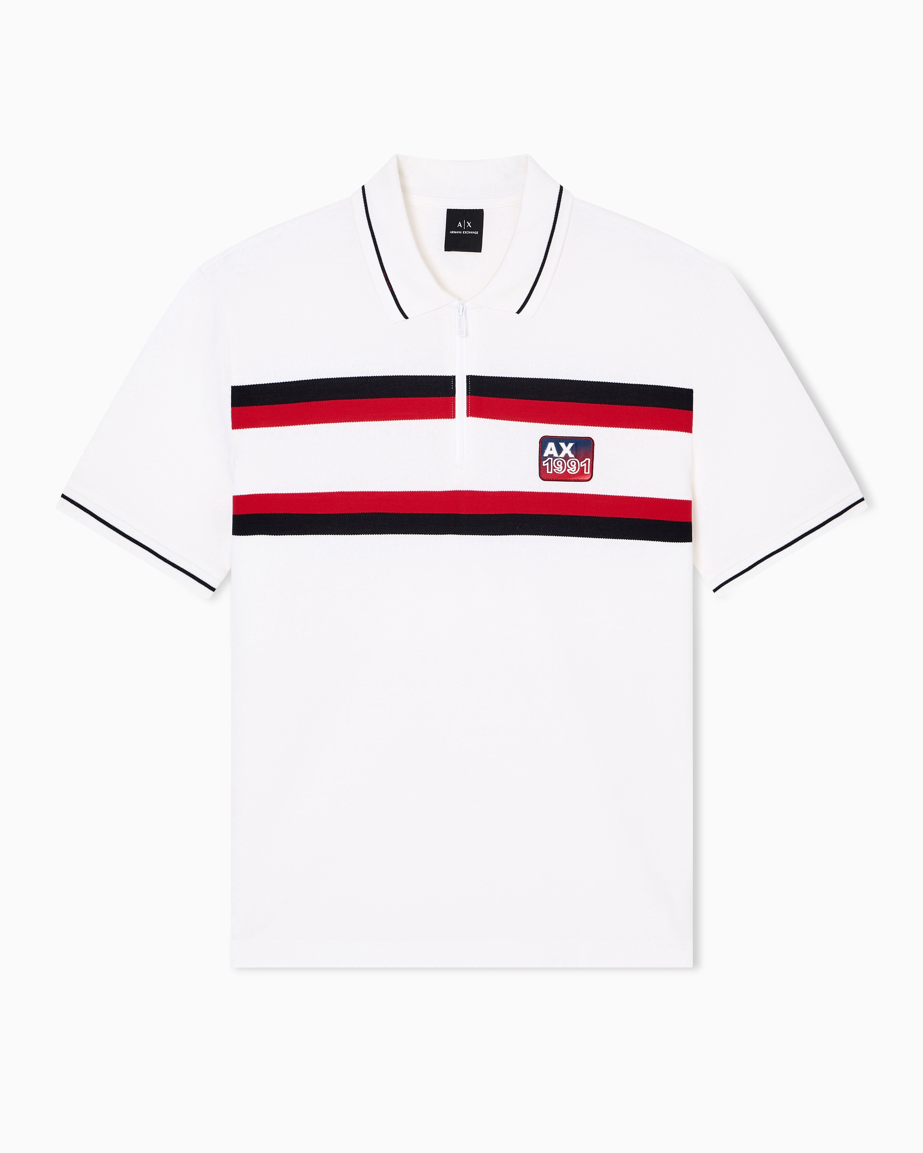 Regular fit polo shirt with zip and contrasting bands