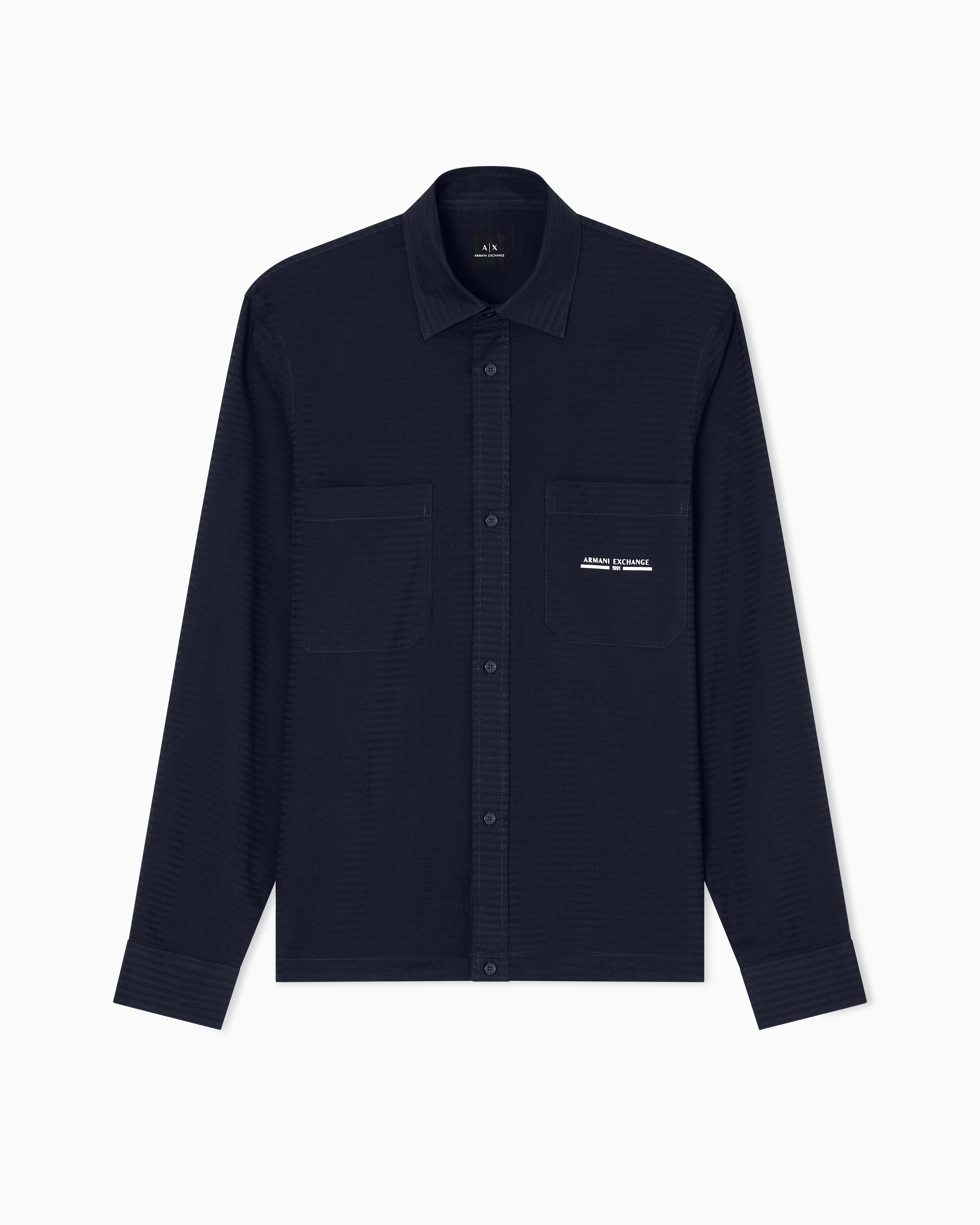 Armani Exchange - Regular fit shirt with logo, Man, Navy Blue, Size: