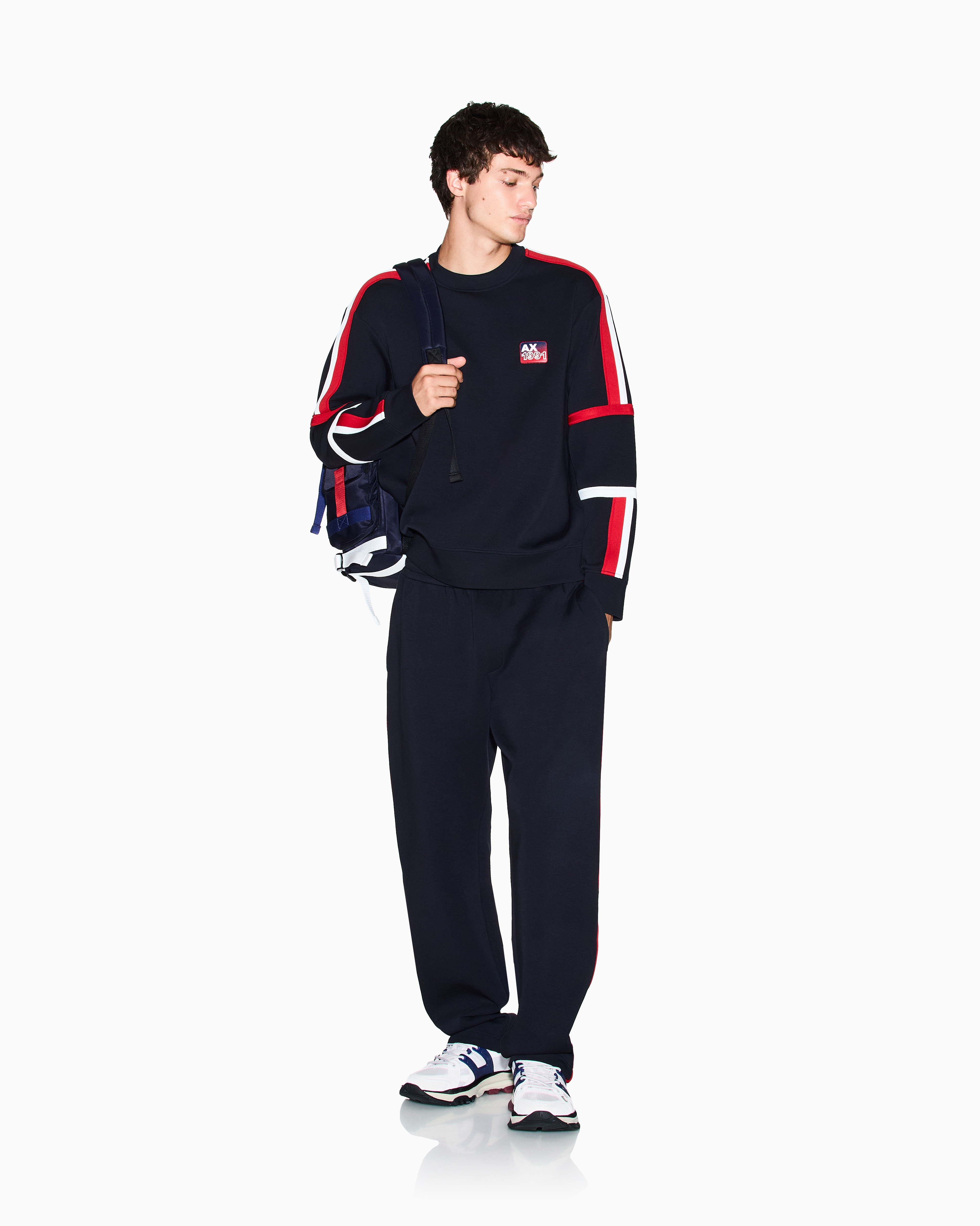 Armani Exchange - Sweatshirt with contrasting bands, Man, Navy Blue, Size: