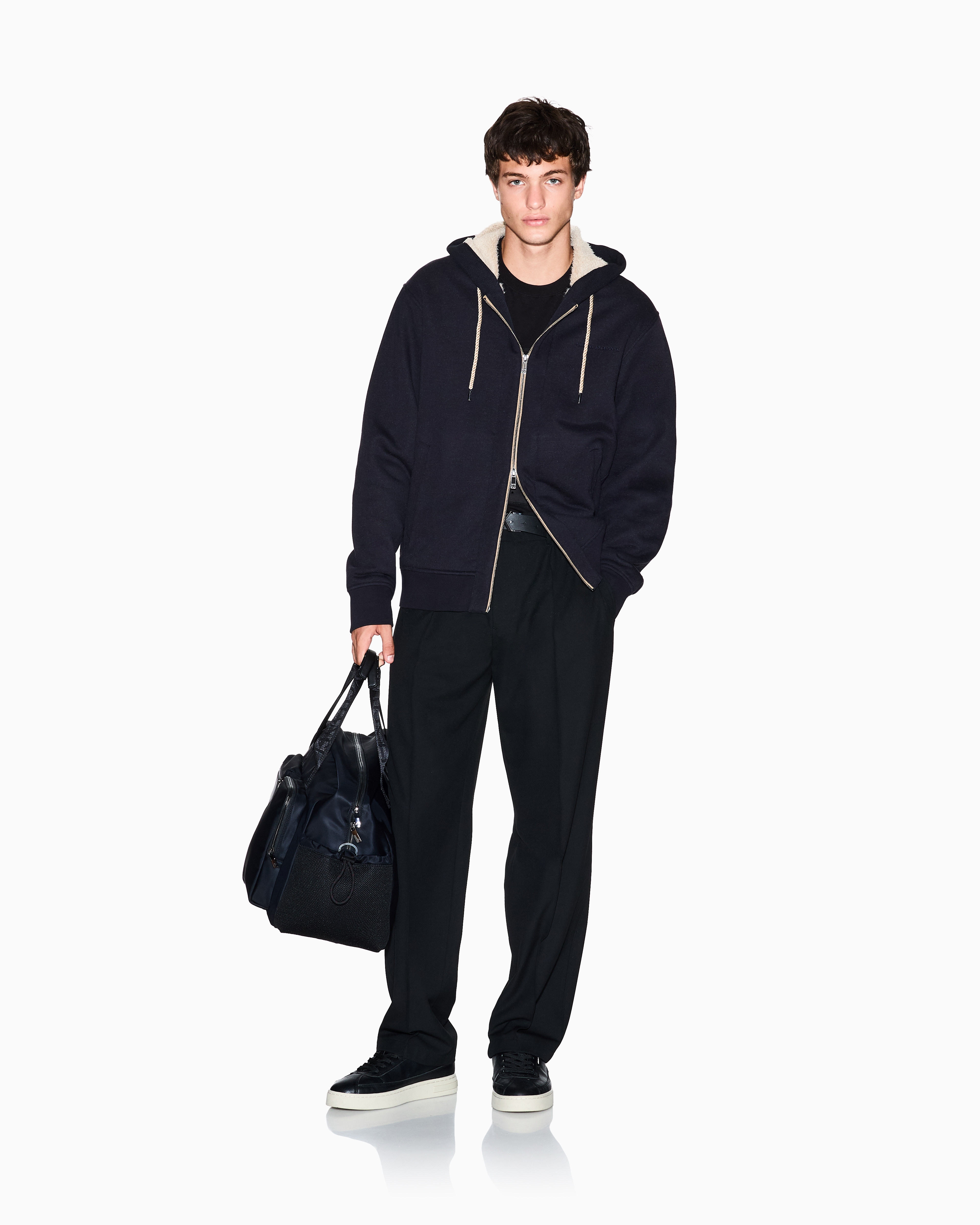 テディフリースライニング ジップアップフーデッドスウェットシャツ