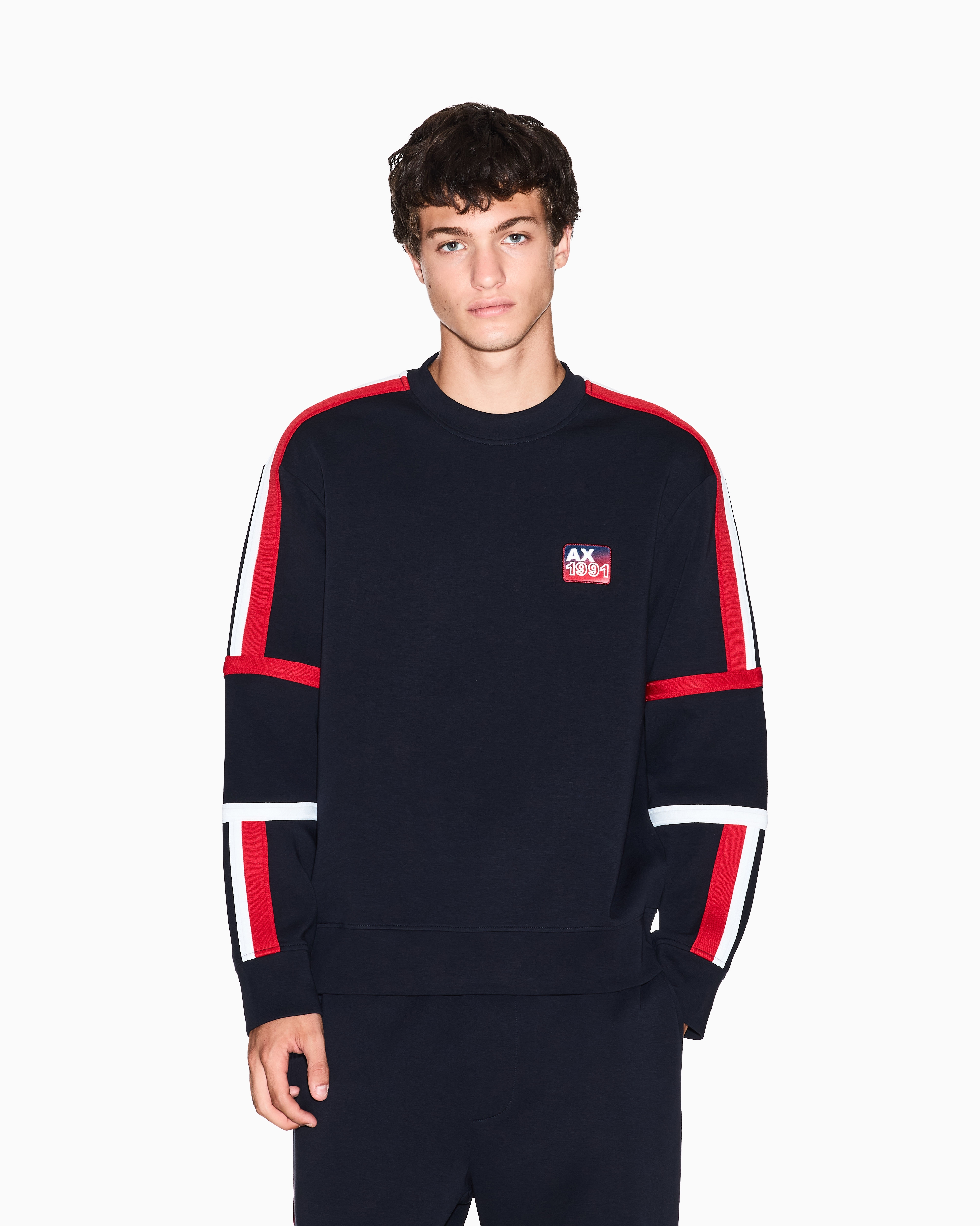 Armani Exchange - Sweatshirt with contrasting bands, Man, Navy Blue, Size: