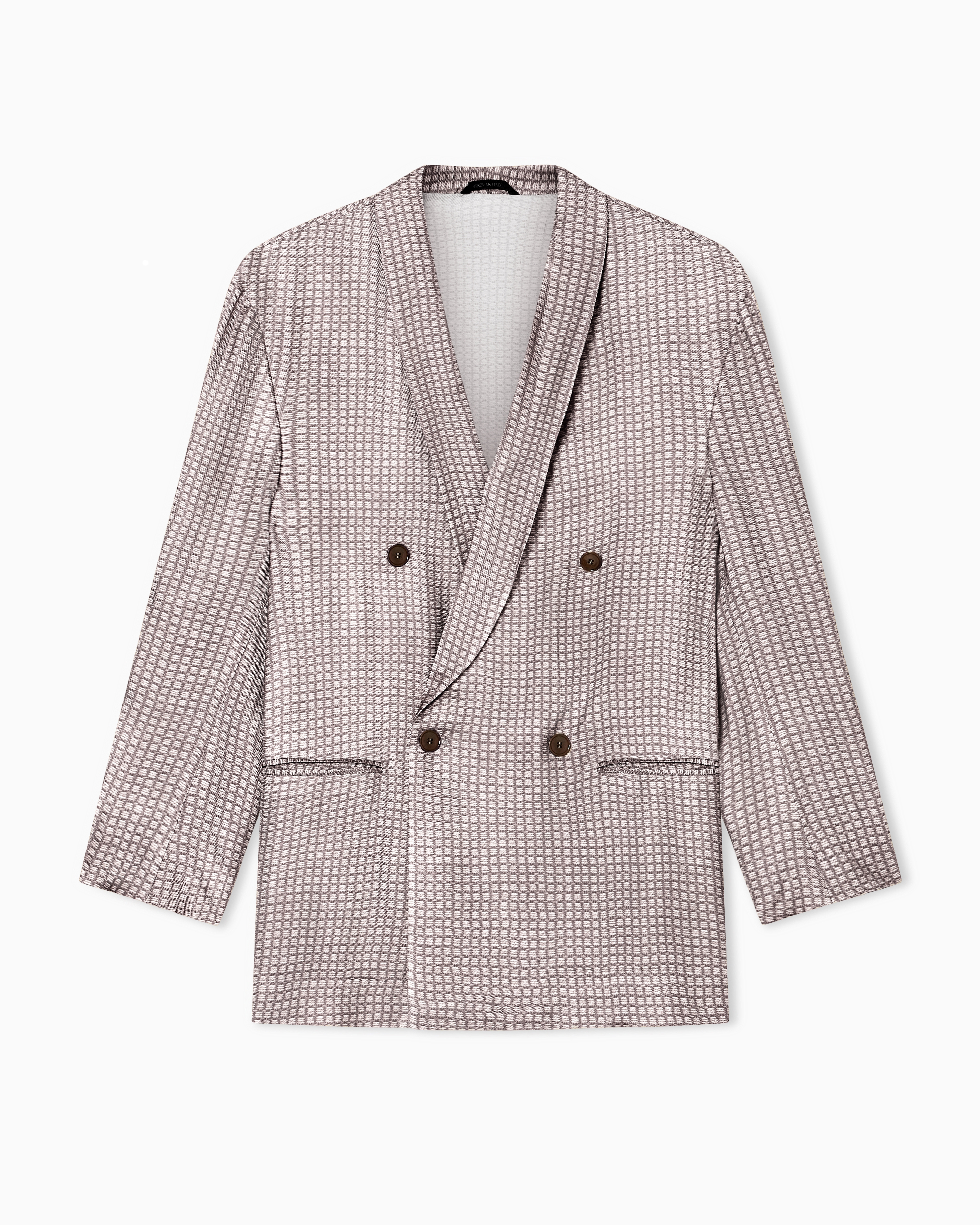 Giorgio Armani Beige Double-Breasted Jacket In Printed Viscose