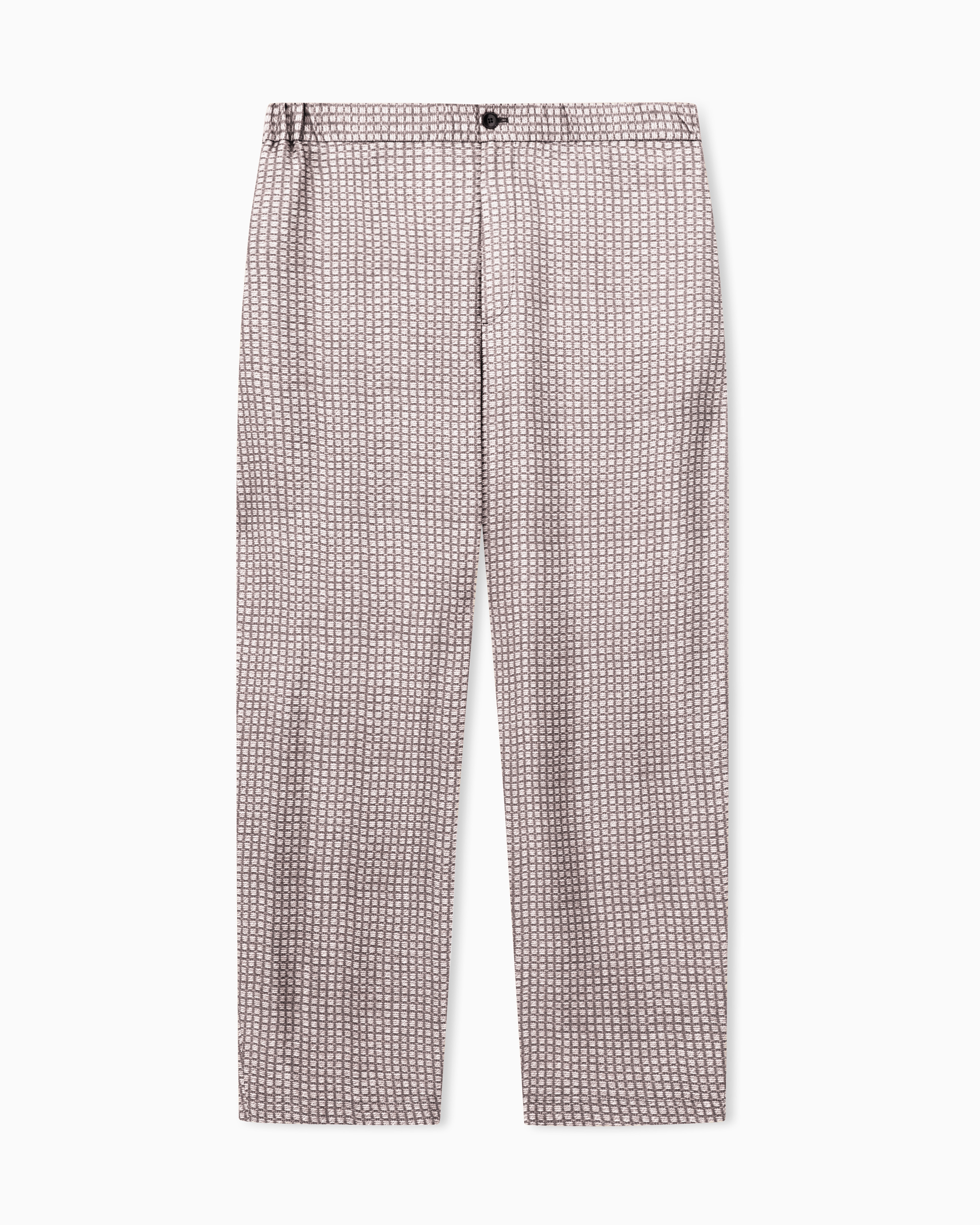 Giorgio Armani Beige Printed Viscose Flat-Front Trousers