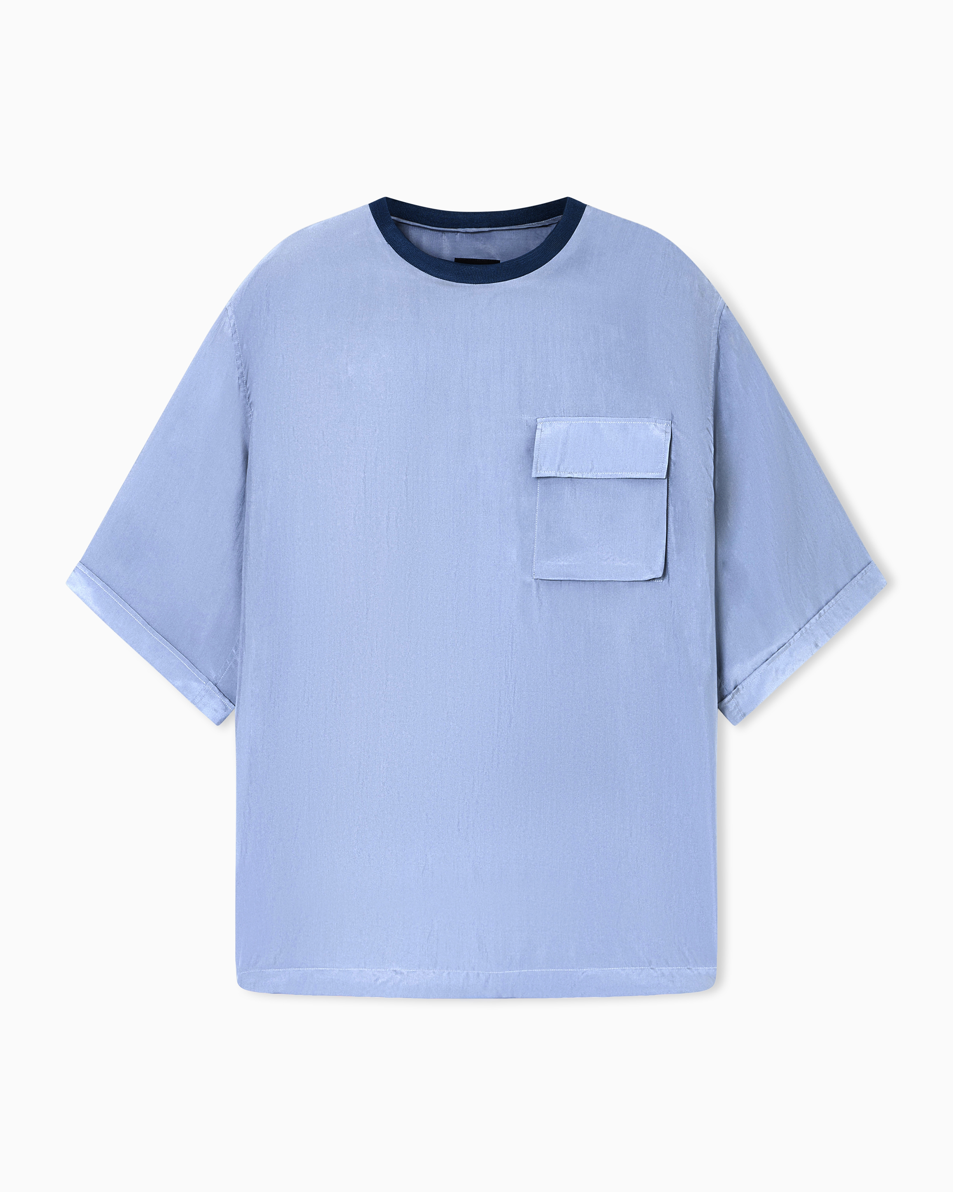 Giorgio Armani Light Blue Silk Habotai T-Shirt