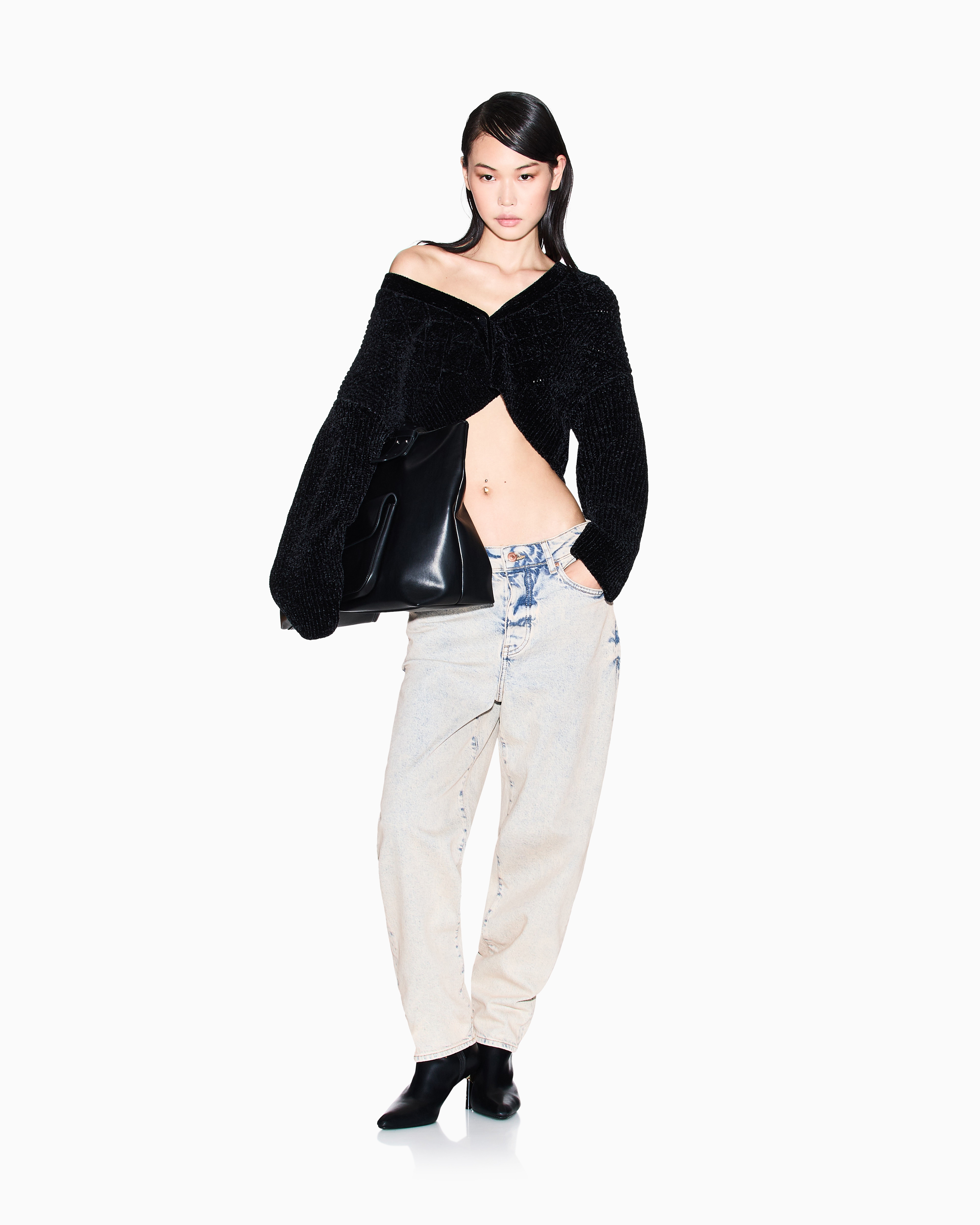 Armani Exchange -  Cropped cardigan, Woman, Black, Size: