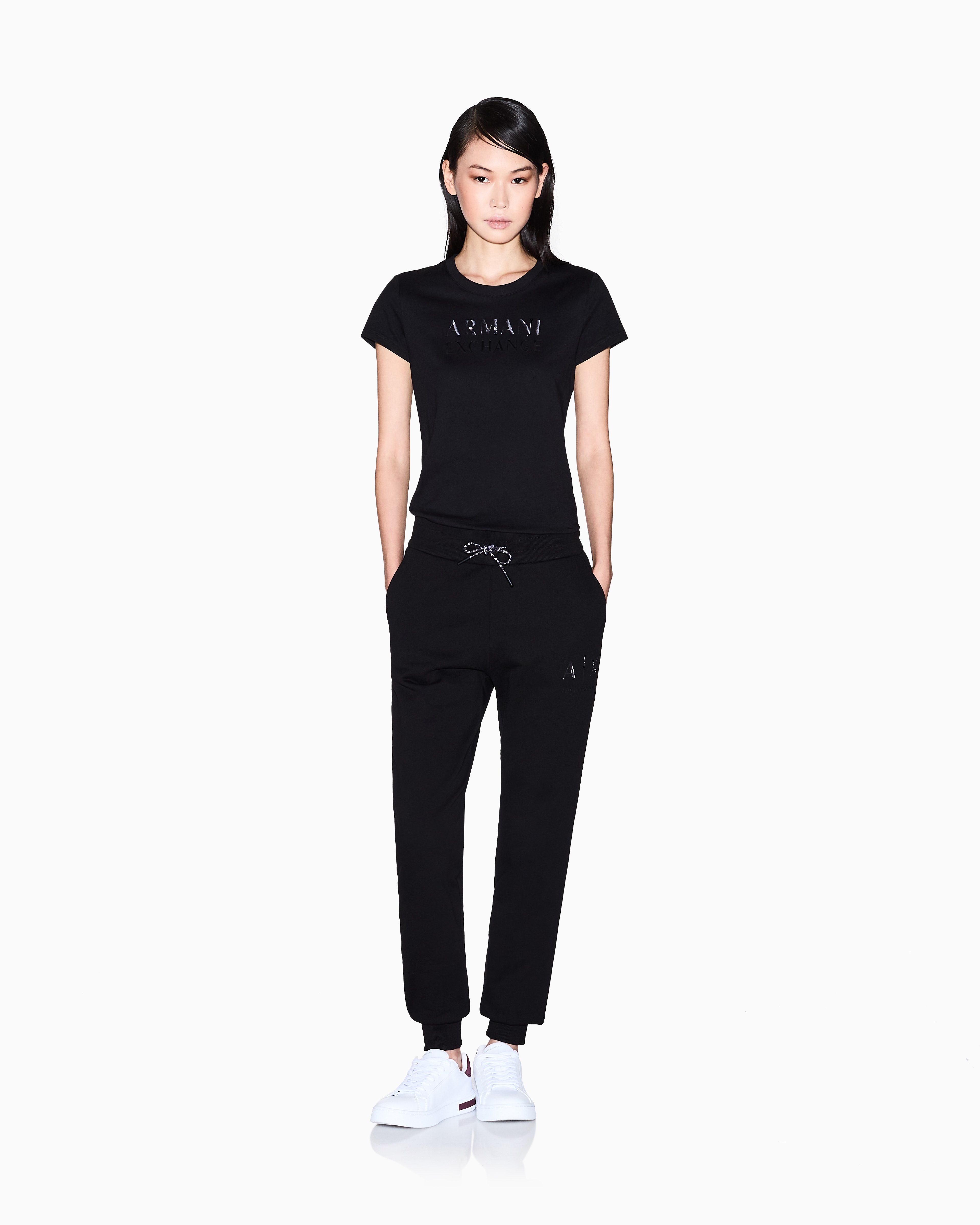 Armani Exchange - Fleece jogger pants, Woman, Black, Size: