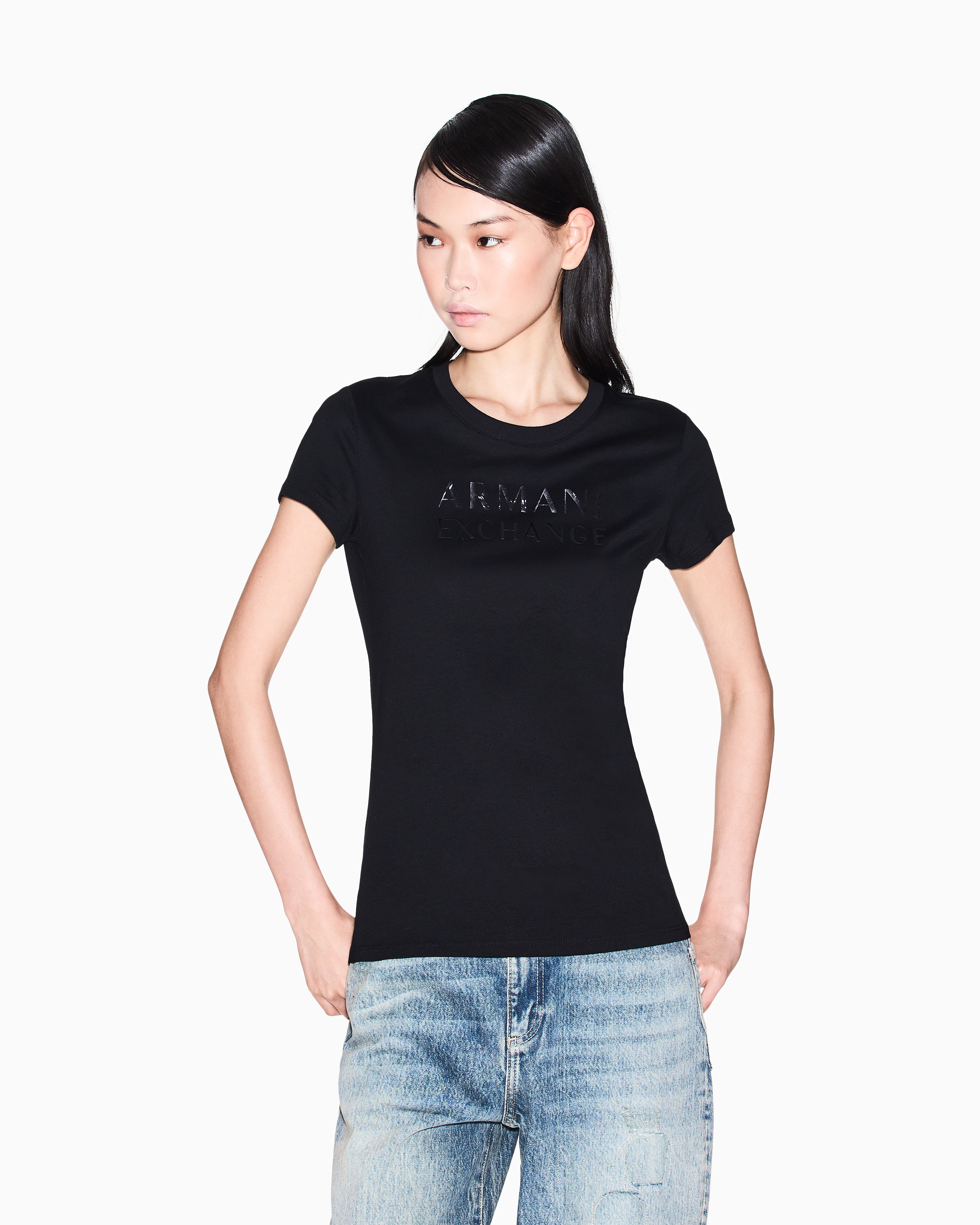 Armani Exchange - Slim Fit T-Shirts, Woman, Black, Size: