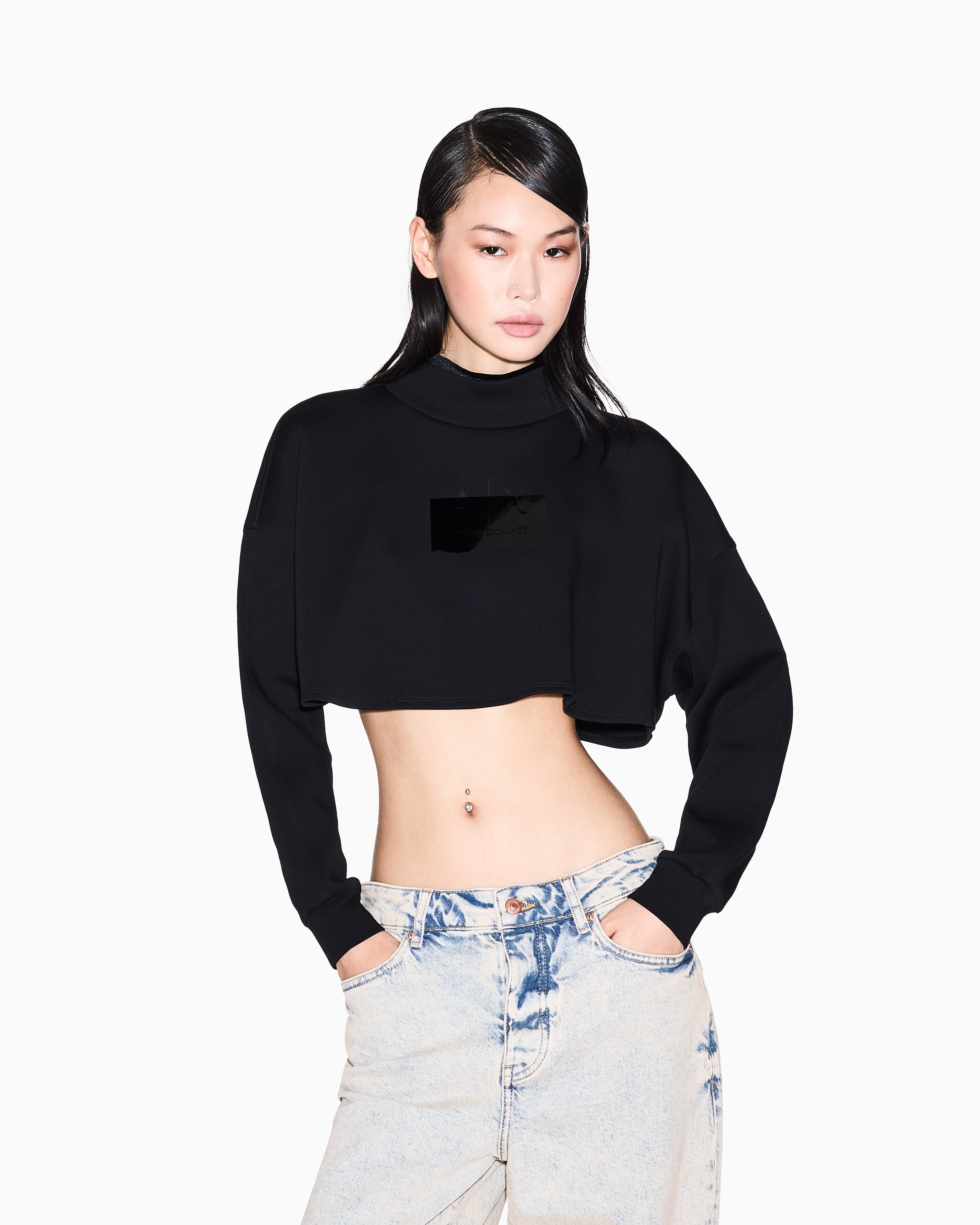 Armani Exchange - Sweatshirts without Hood, Woman, Black, Size: