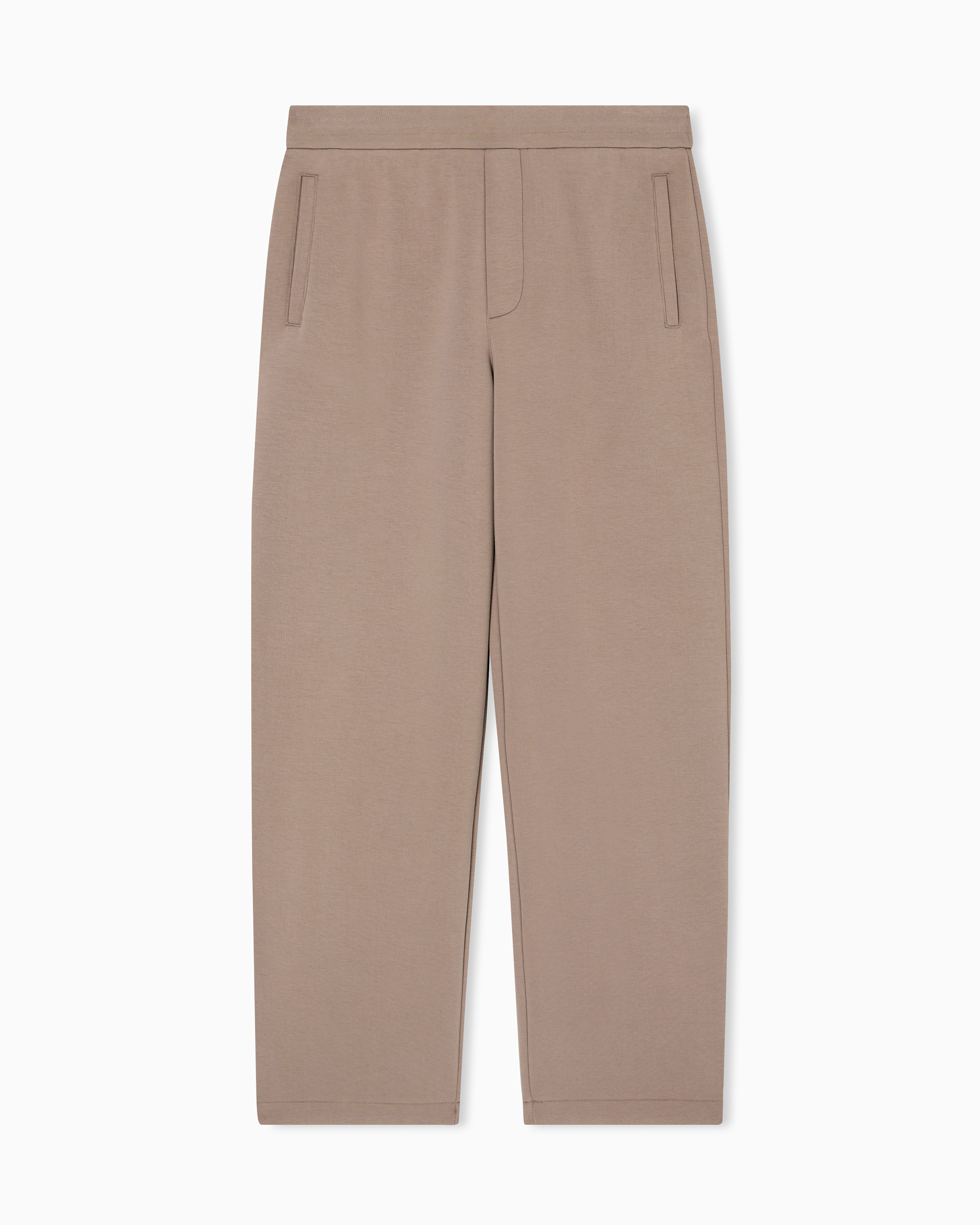 Emporio Armani - ASV Lyocell-blend bonded-jersey joggers, Man, Beige, Size: