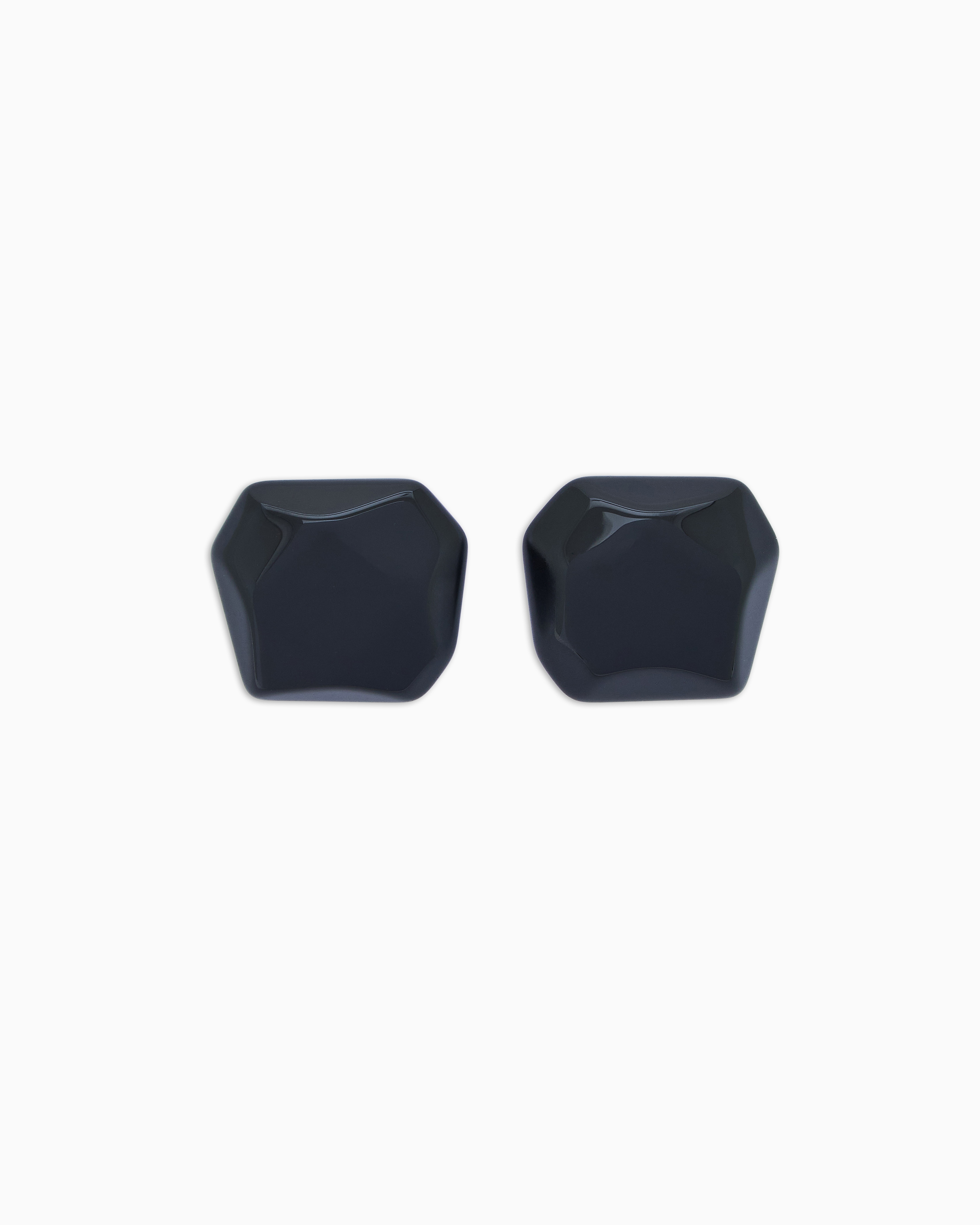 Emporio Armani - Oversized faceted earrings, Woman, Black, Size: TU