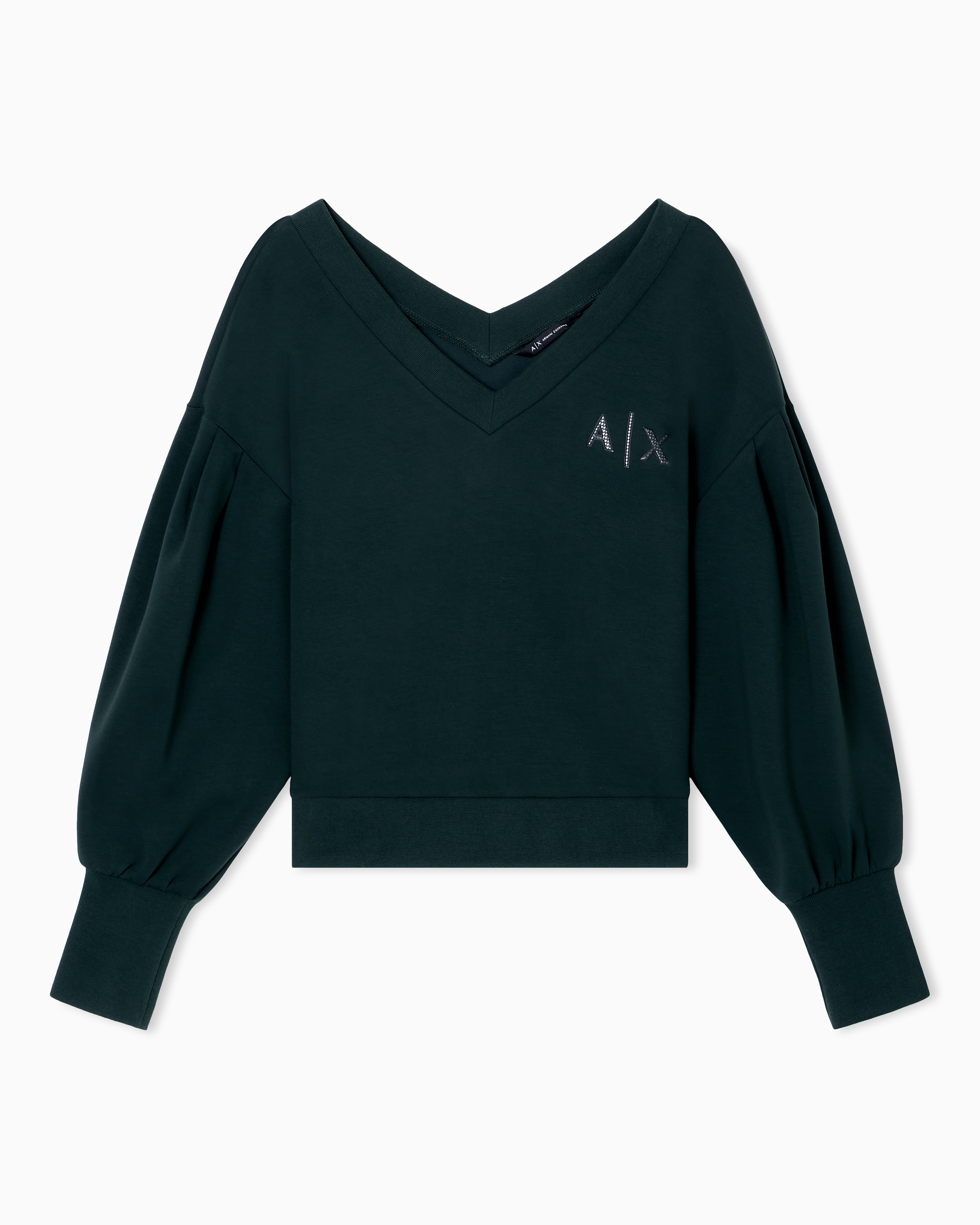 Armani Exchange - Sweatshirt with wide sleeves, Woman, Green, Size: