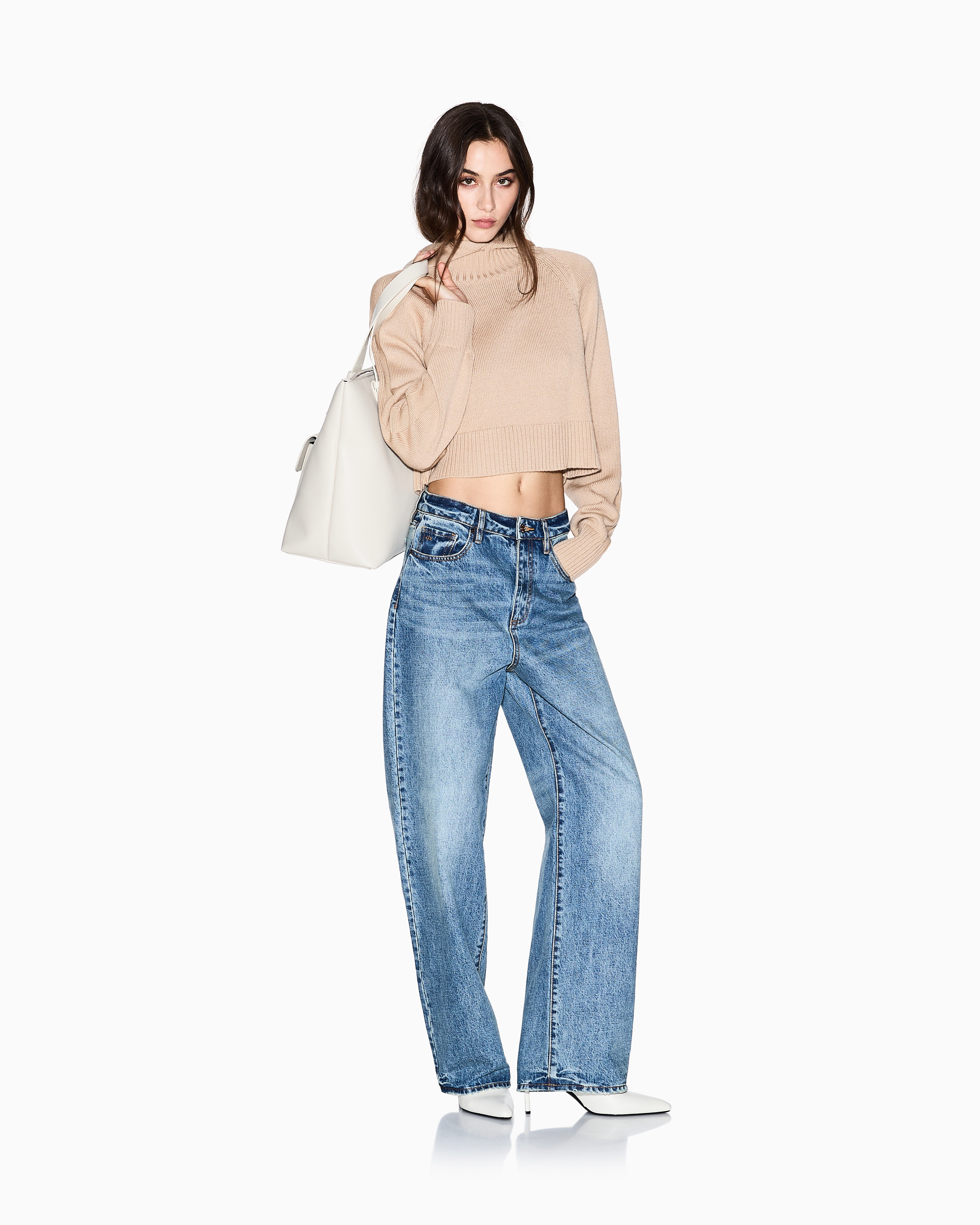 Armani Exchange - Relaxed fit jeans with used effect, Woman, Blue, Size: