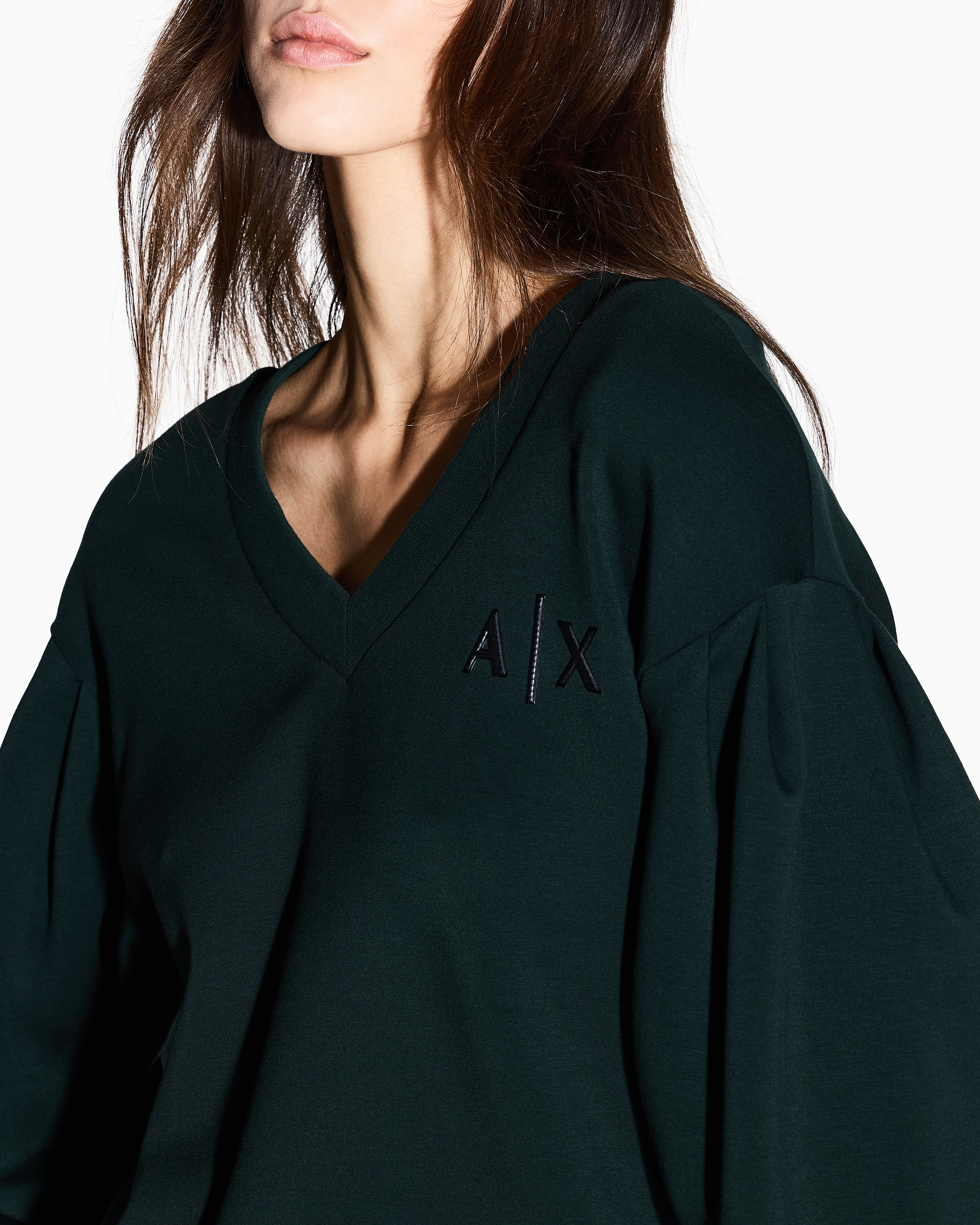 Armani Exchange - Sweatshirt with wide sleeves, Woman, Green, Size: