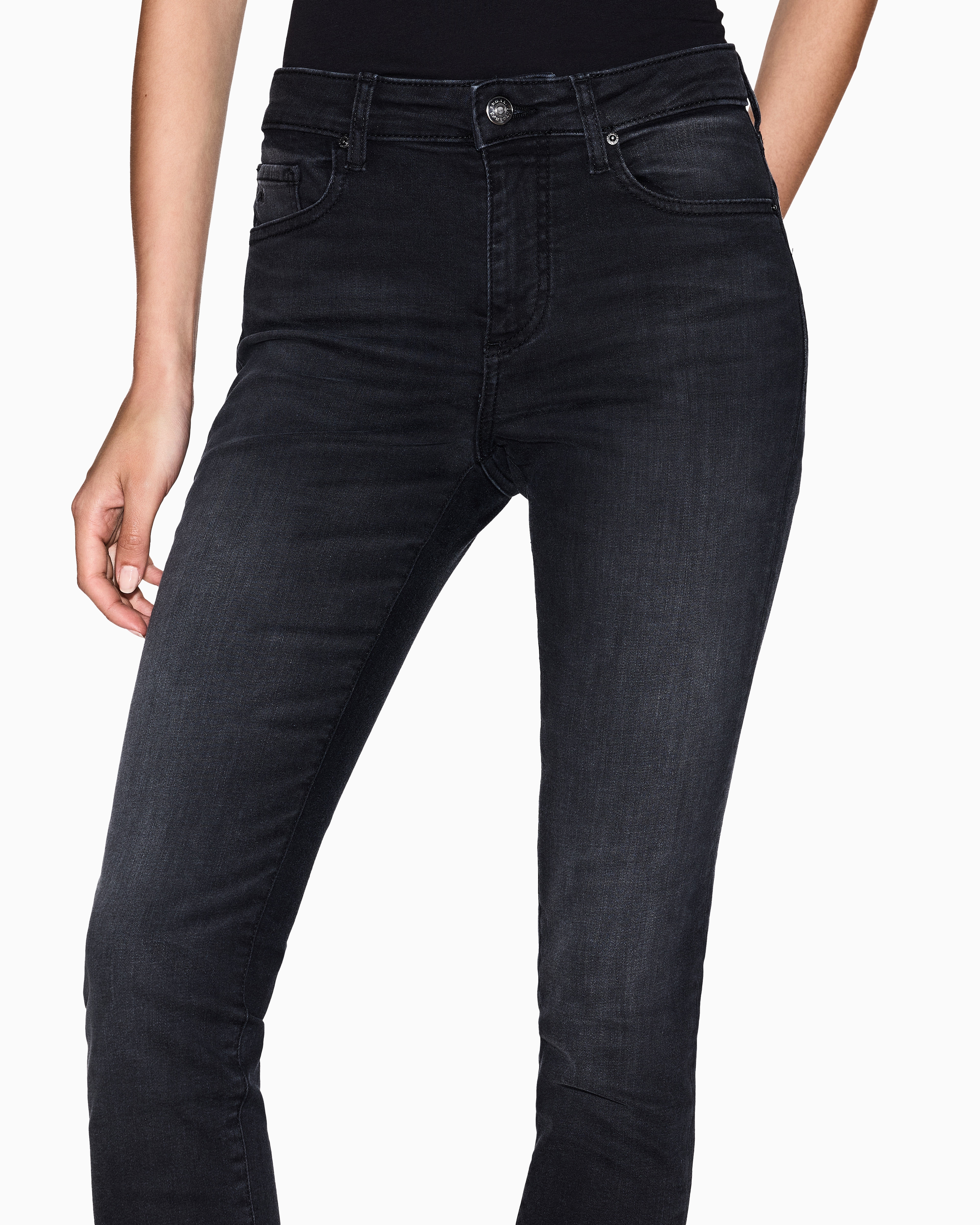 Armani Exchange - Super skinny used effect jeans, Woman, Black, Size: