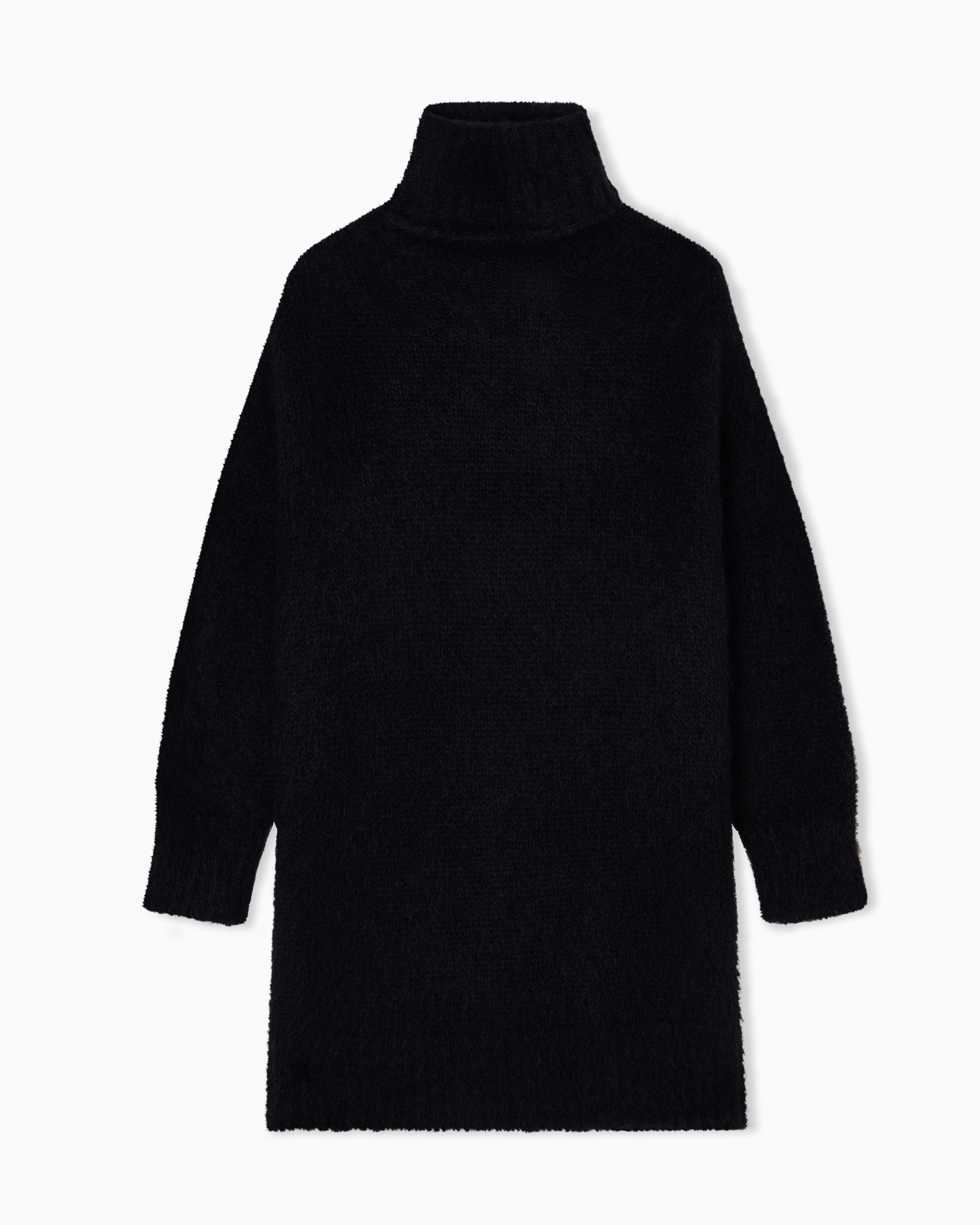Emporio Armani - Oversized jumper a plain-knit mohair wool blend, Woman, Black, Size: