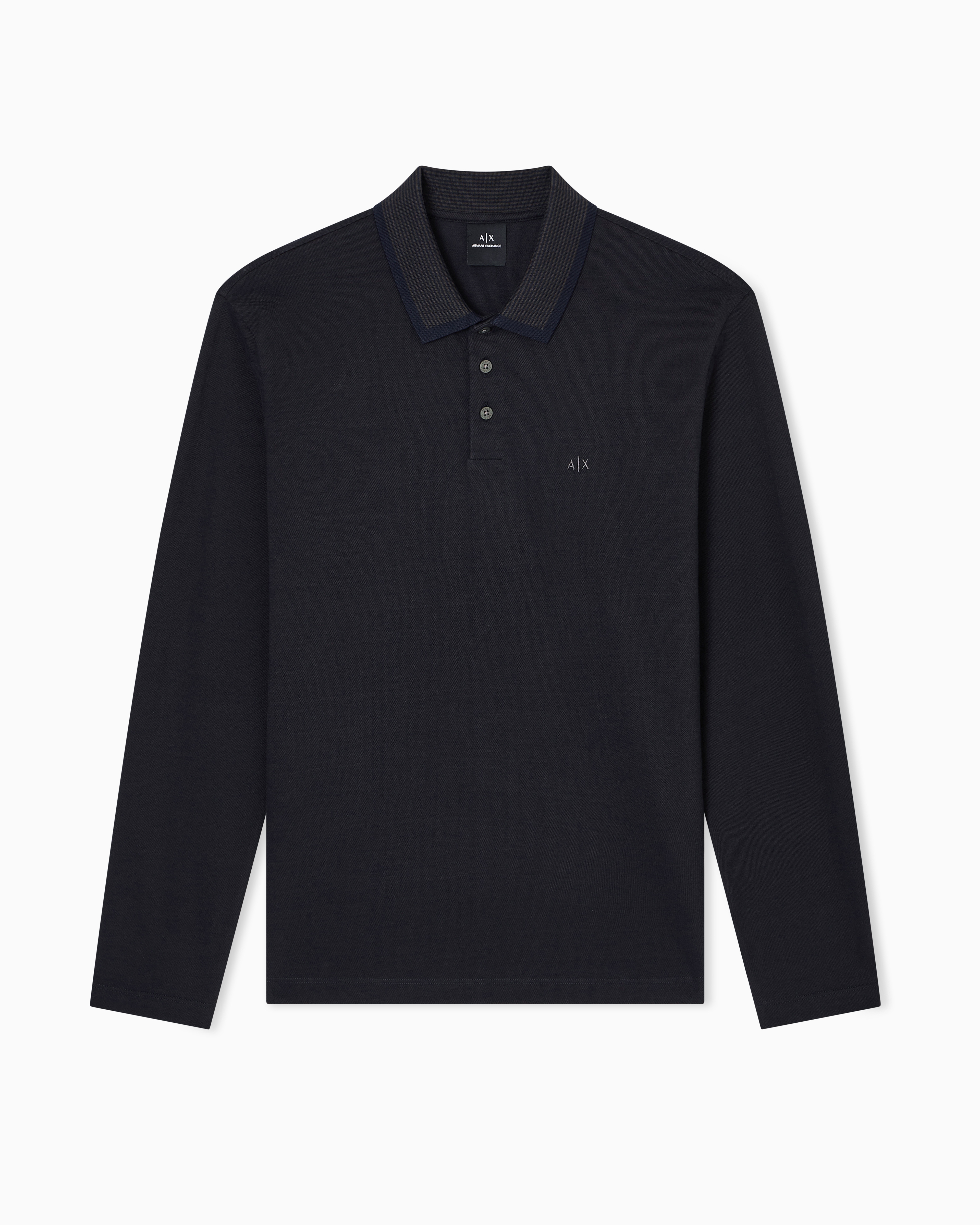 Armani Exchange - Regular fit long-sleeved polo shirt, Man, Blue, Size: