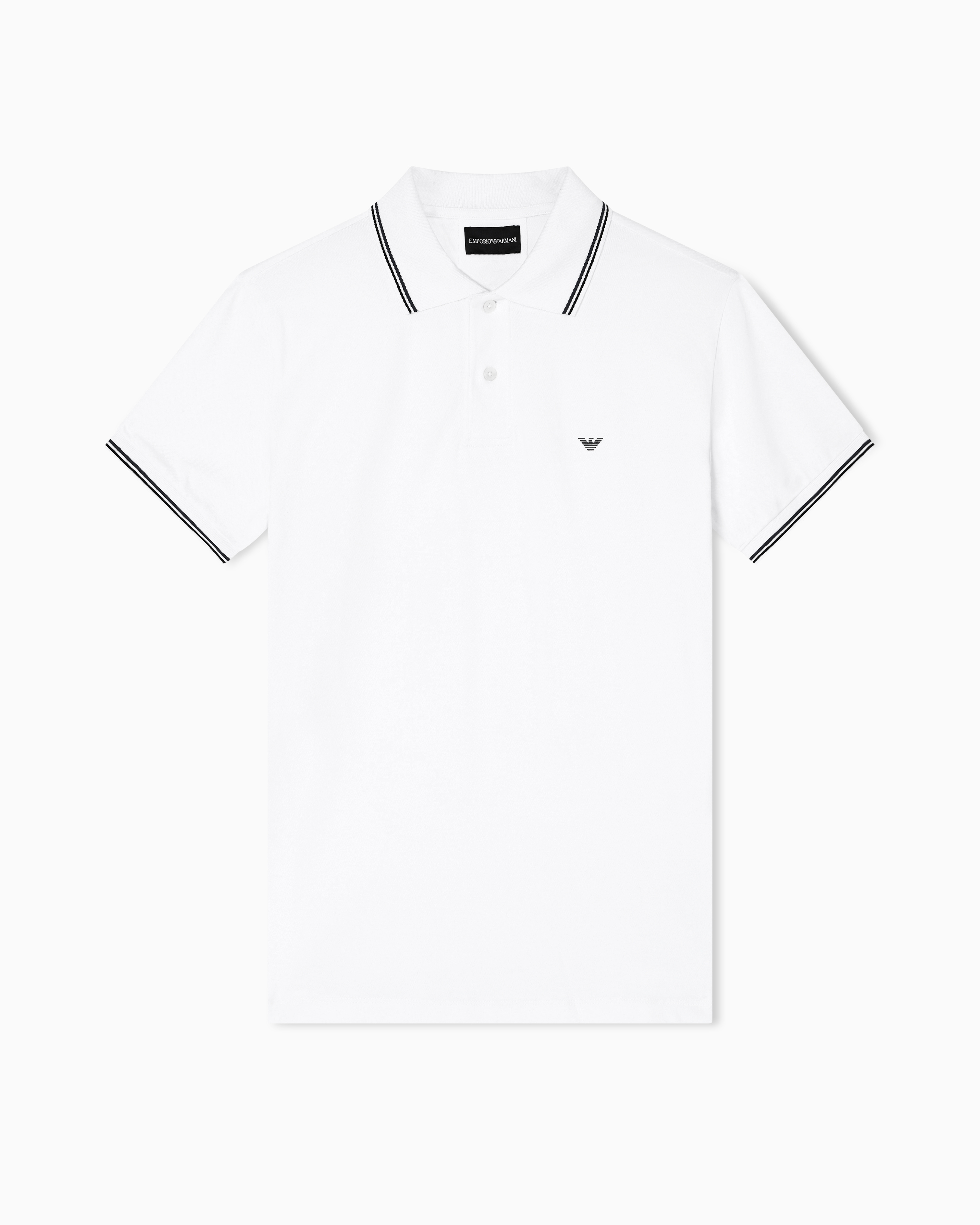 Slim-fit stretch piqué polo shirt with micro eagle | Emporio
