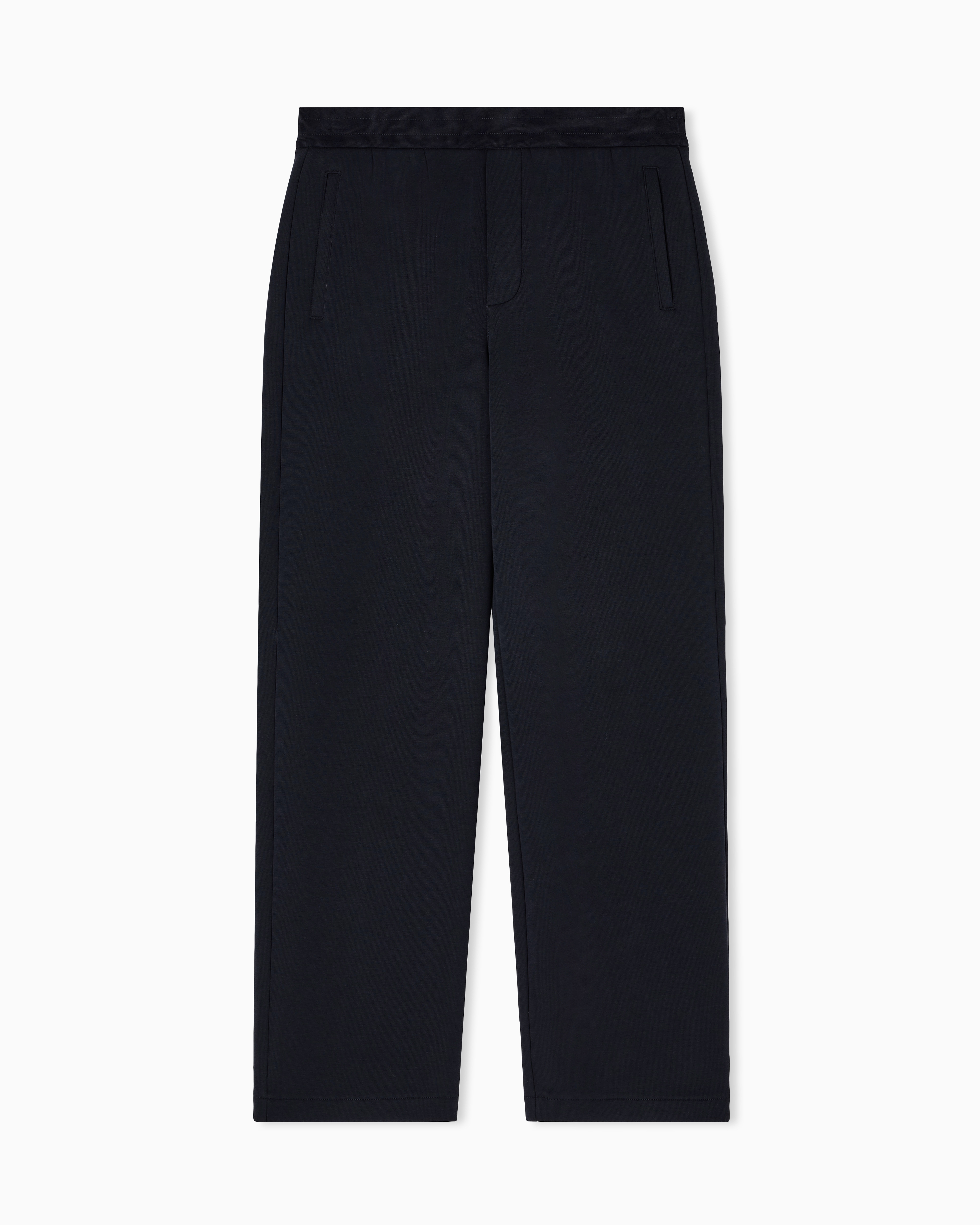 Emporio Armani - ASV Lyocell-blend bonded-jersey joggers, Man, Navy Blue, Size: