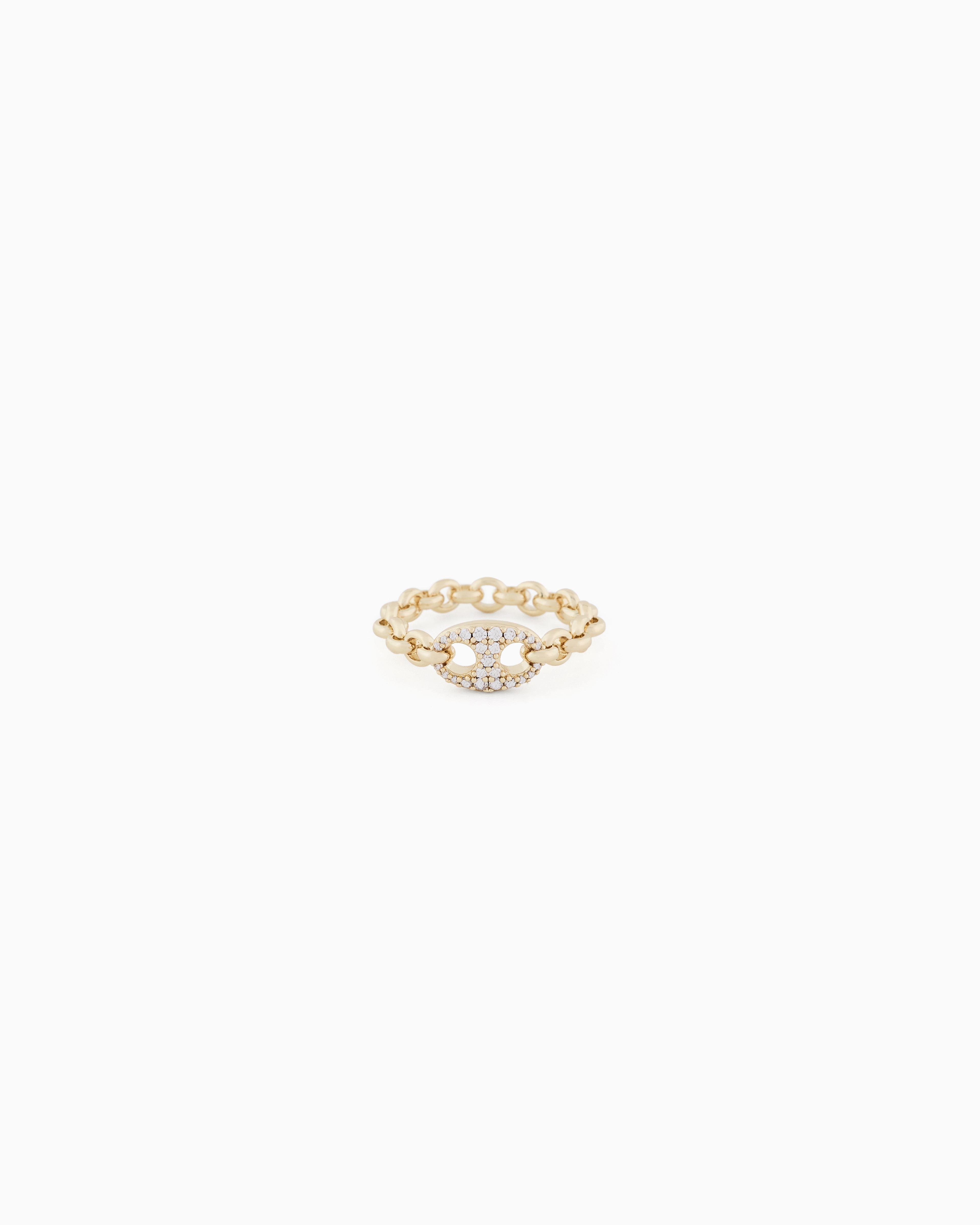 Emporio Armani -  Gold-Tone Brass Center Focal Ring, Woman, Multicoloured, Size: