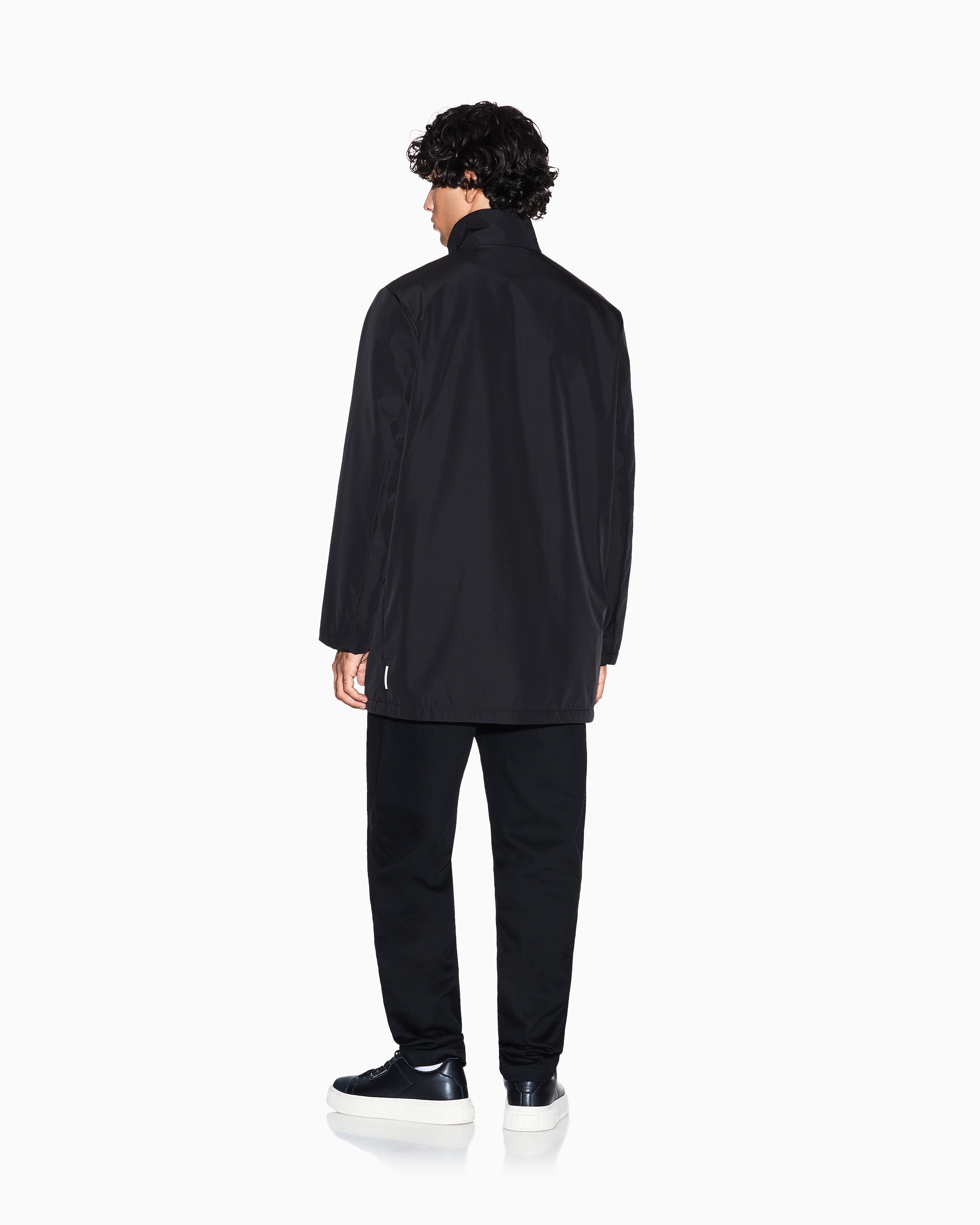 EMPORIO ARMANI コットン100% 裏起毛 スタンドカラーコート 黒 EMPORIO ARMANI エンポリオアルマーニ スタンドカラー