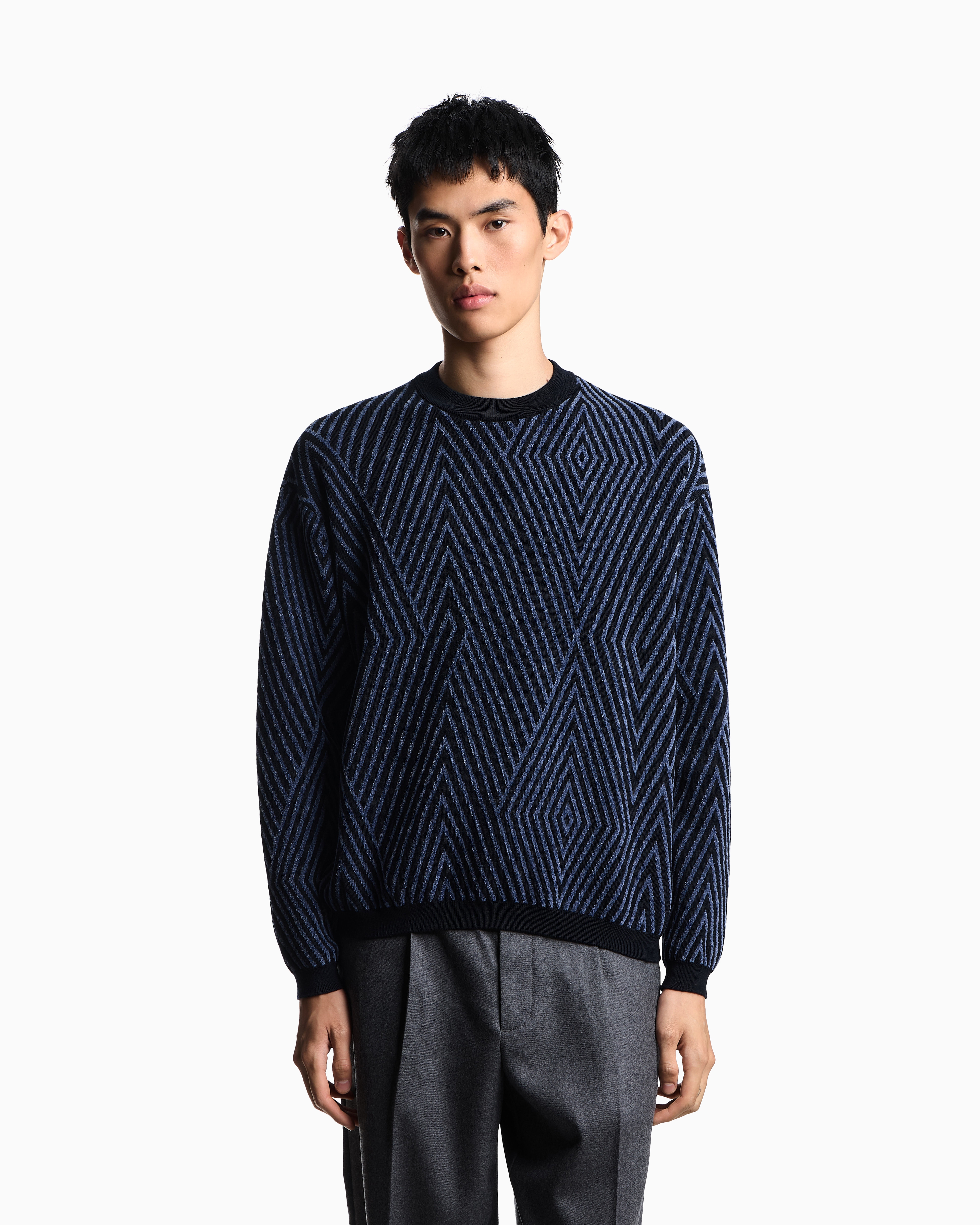 m630-79 EMPORIO ARMANI 総柄 ニット ワンピース m630-79 EMPORIO ARMANI 総柄 ニット ワンピース