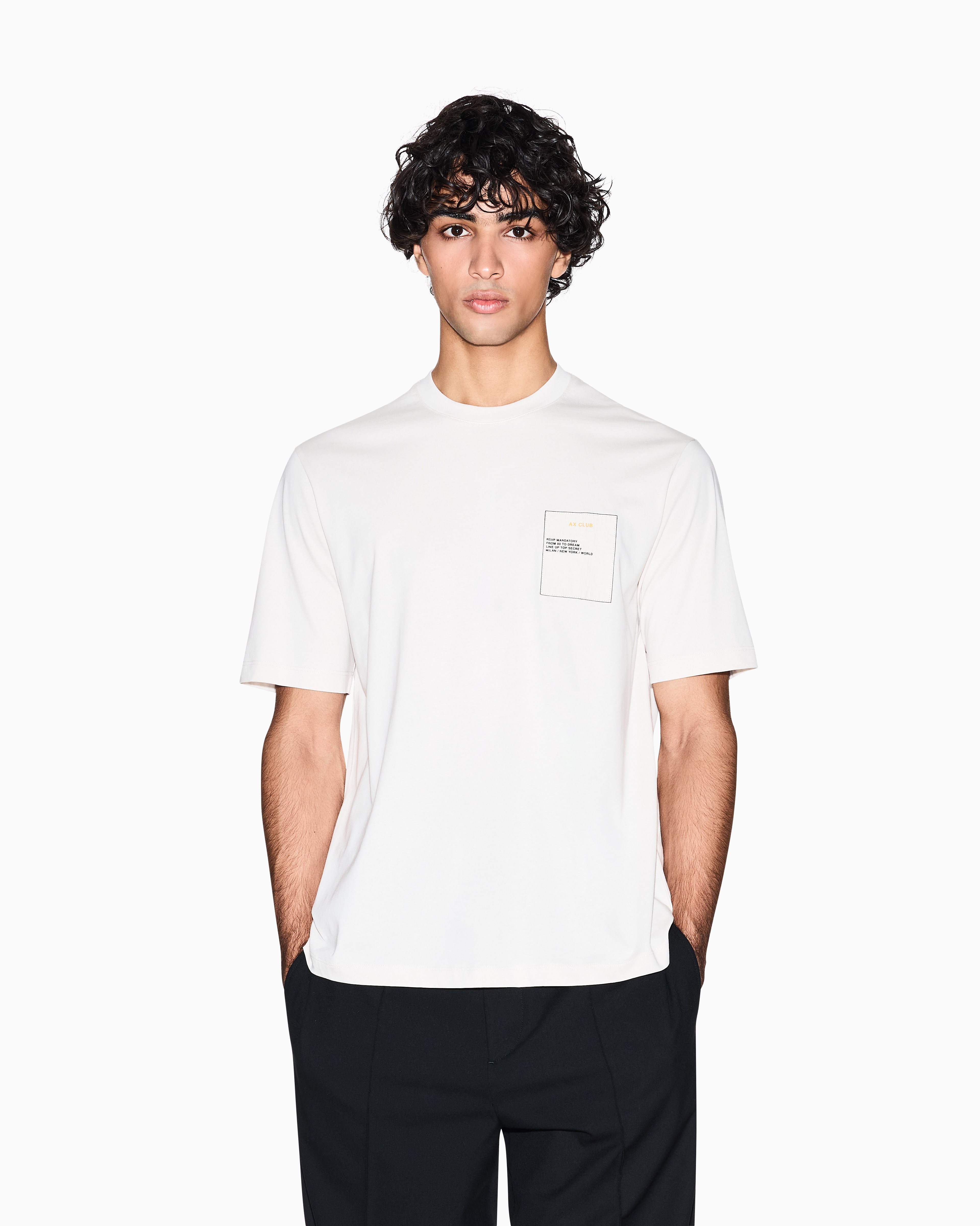 Armani Exchange - Regular fit graphic print T-shirt, Man, Beige, Size: