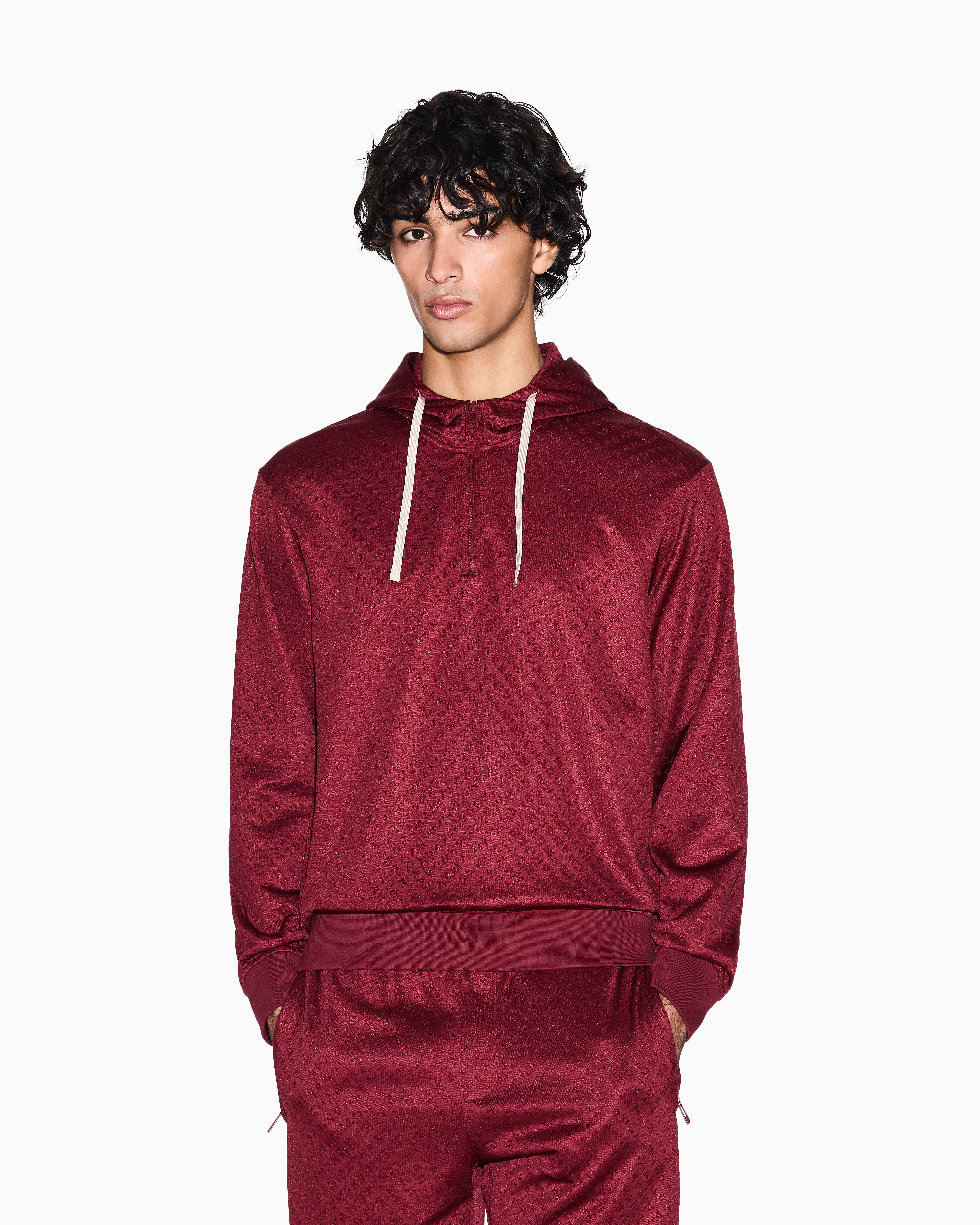 Armani Exchange - Micro texture hoodie, Man, Red, Size: