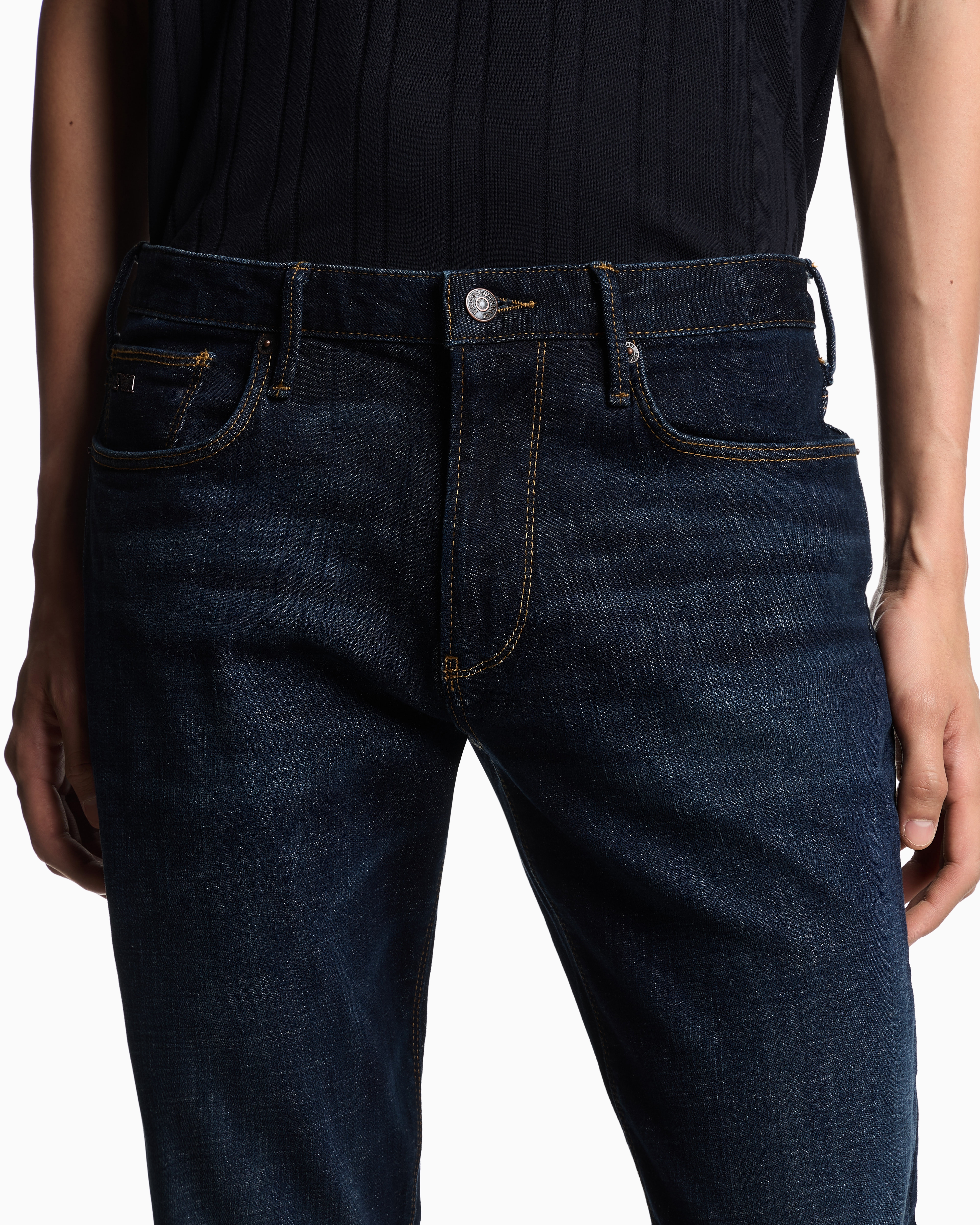 Emporio Armani - J06 slim-fit, washed denim jeans, Man, Blue, Size: