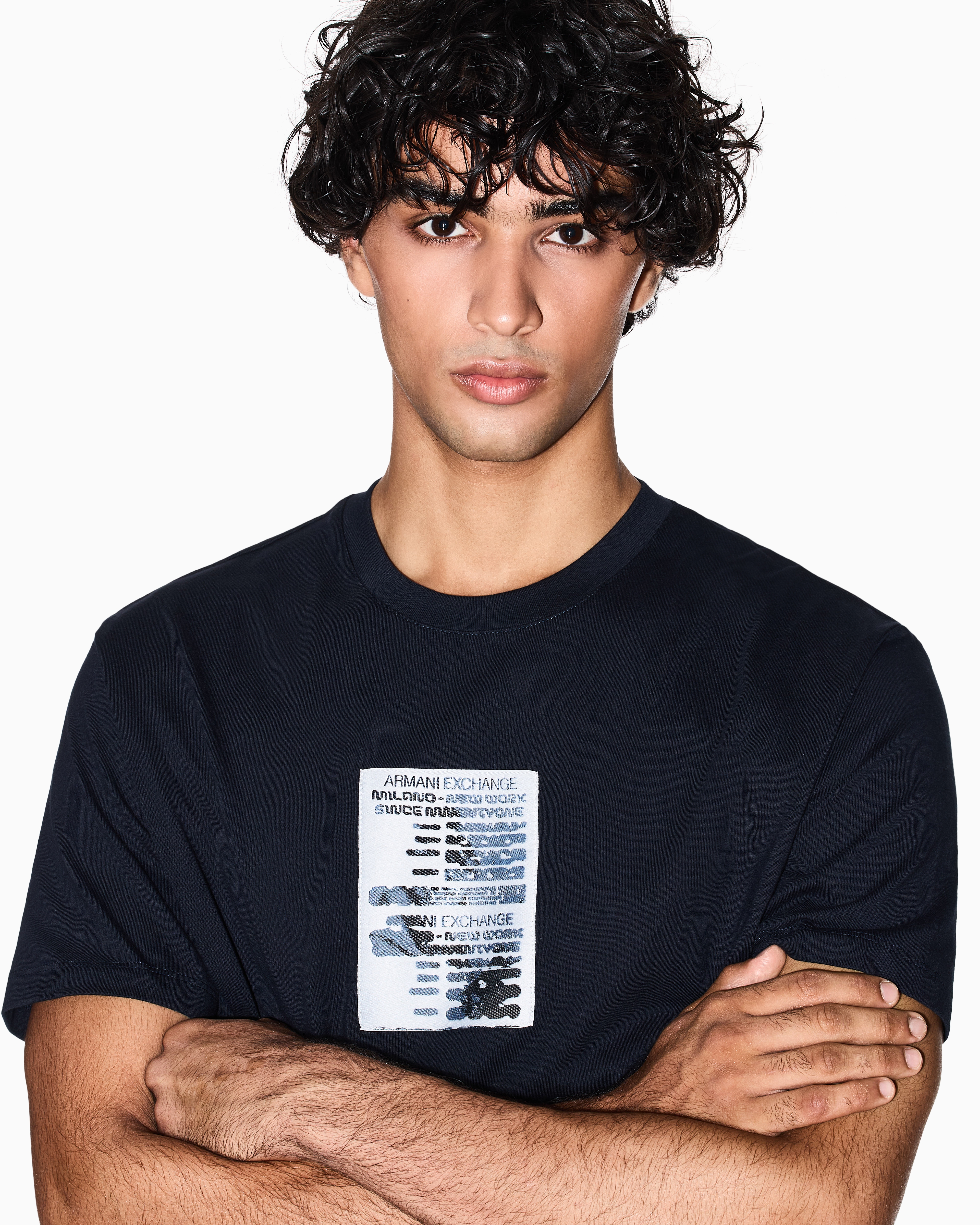 Armani Exchange - Regular fit graphic print T-shirt, Man, Navy Blue, Size: M