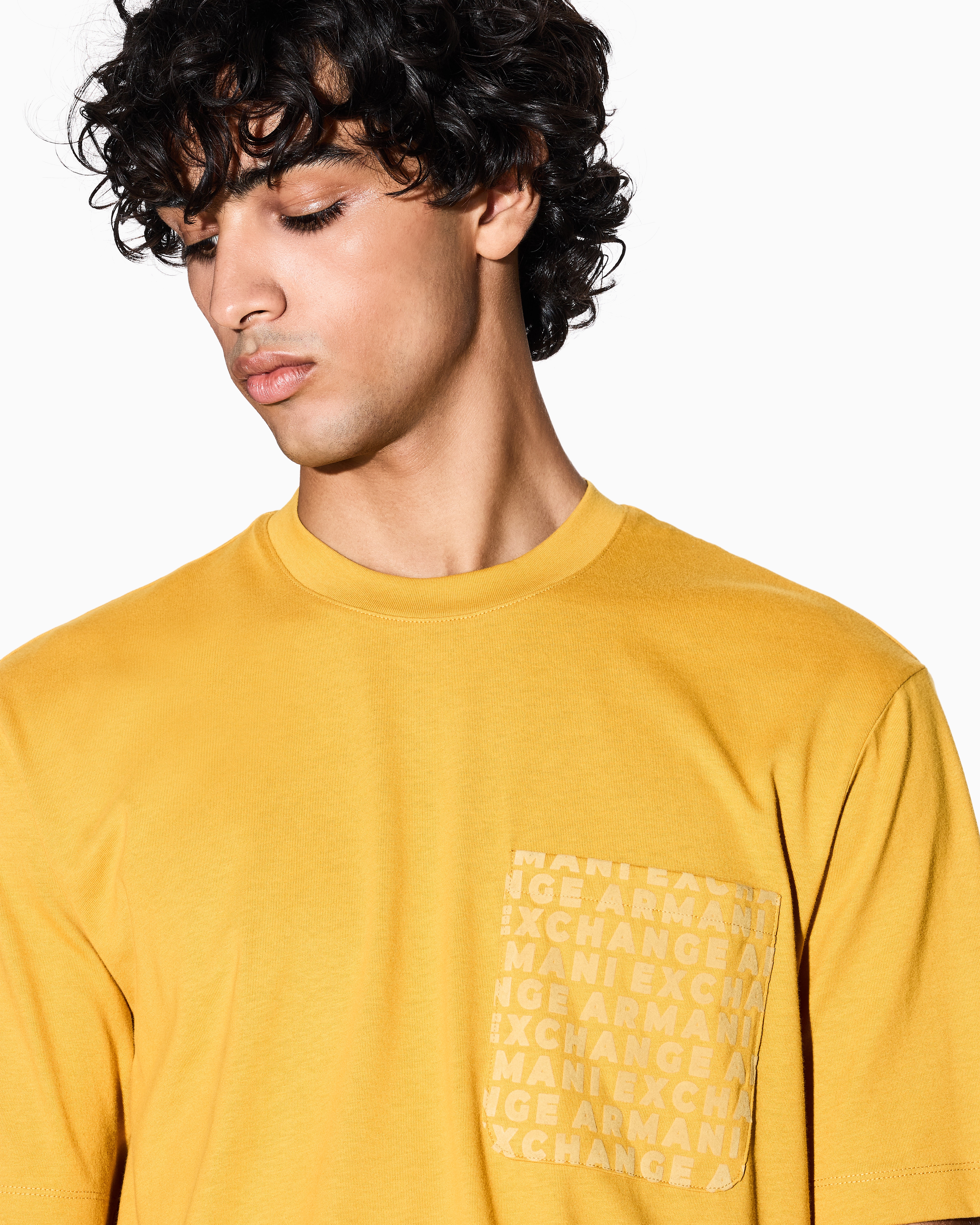 Armani Exchange - Regular fit T-shirt with logo pocket, Man, Yellow, Size: