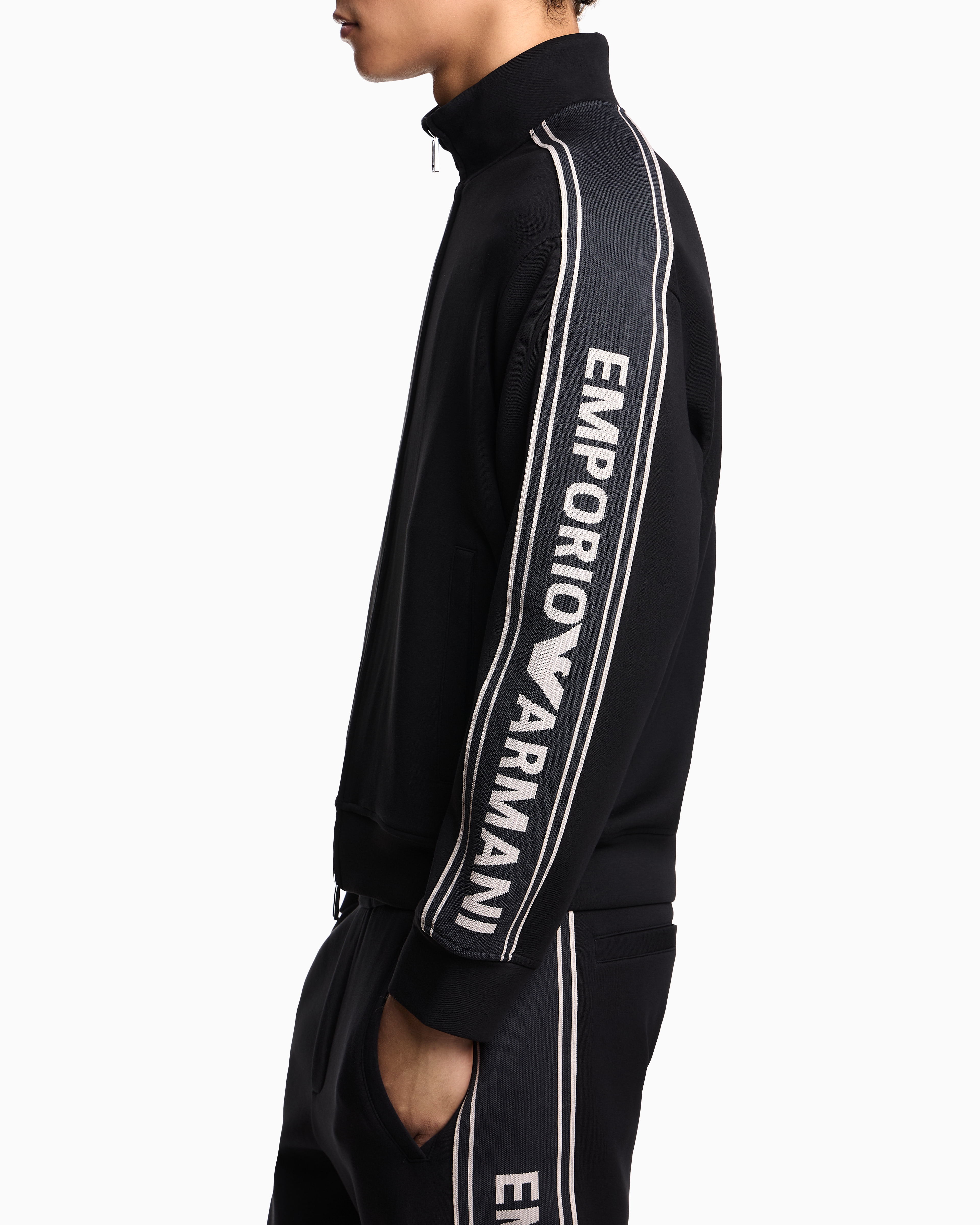 ASV double-jersey full-zip sweatshirt with logo stripe
