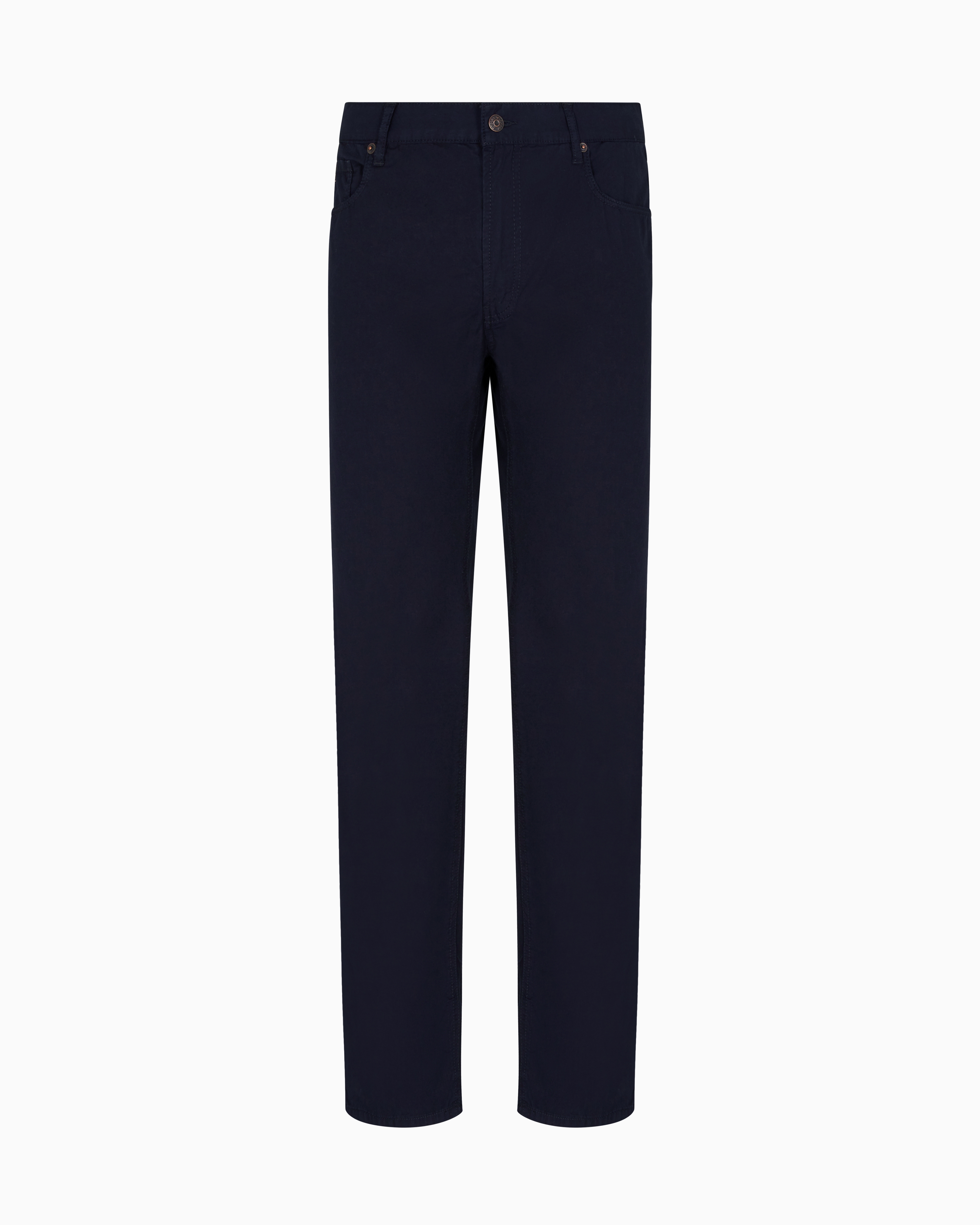 Emporio Armani - J76 straight-fit five-pocket washed twill trousers, Man, Navy Blue, Size: