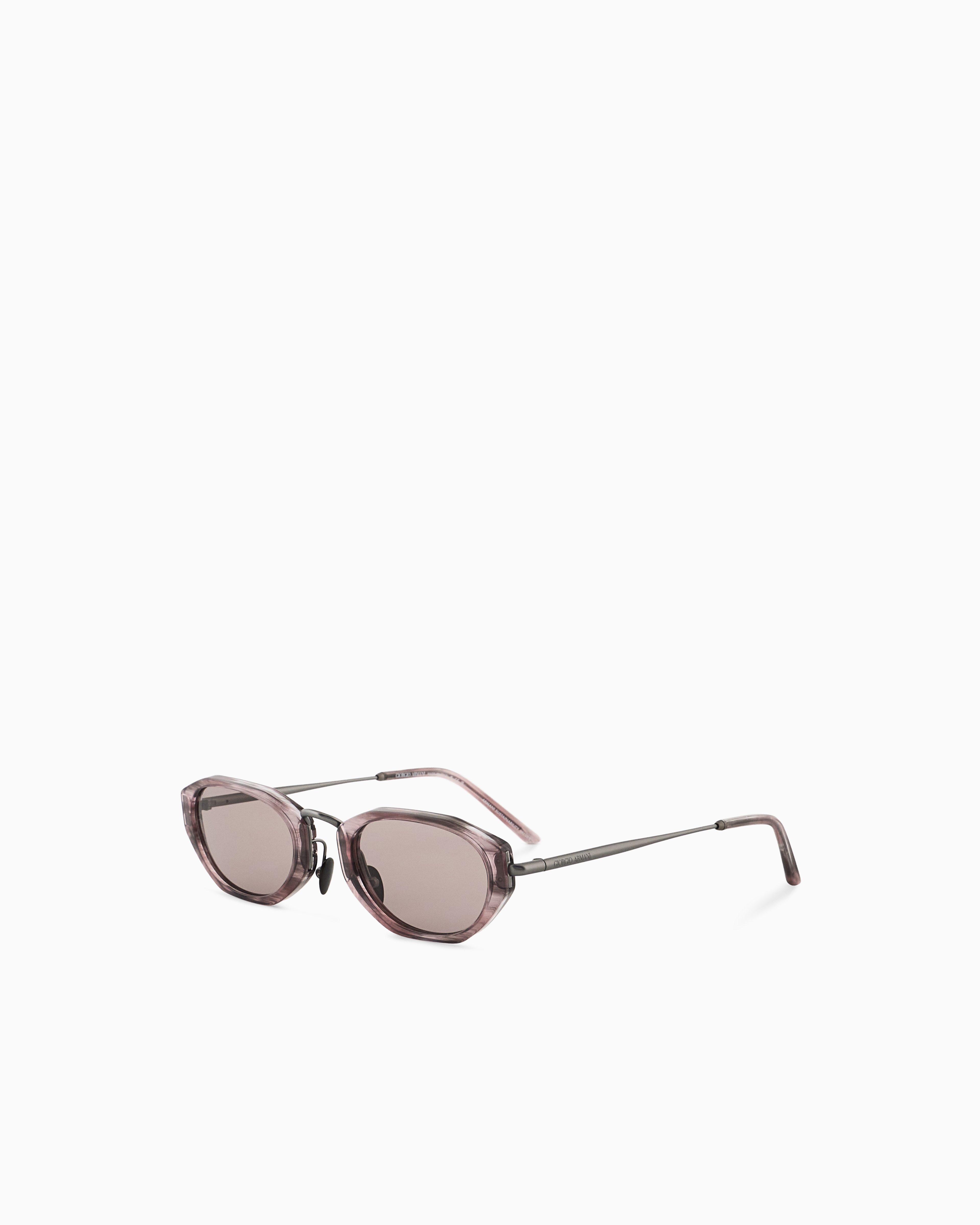 Giorgio Armani Lunettes De Soleil Hexagonales In Neutral