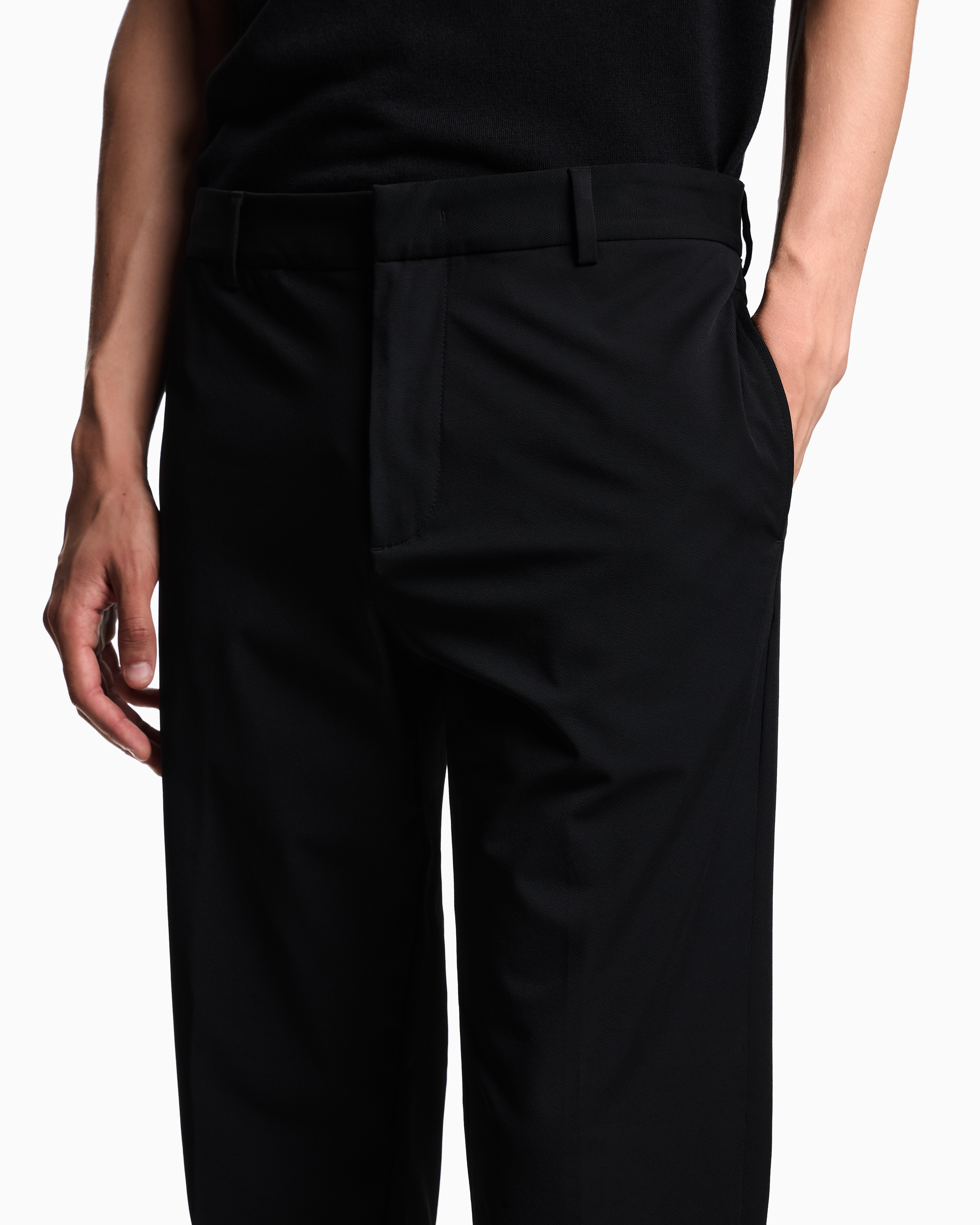Emporio Armani - Chinos nylon stretch twill, Man, Black, Size: