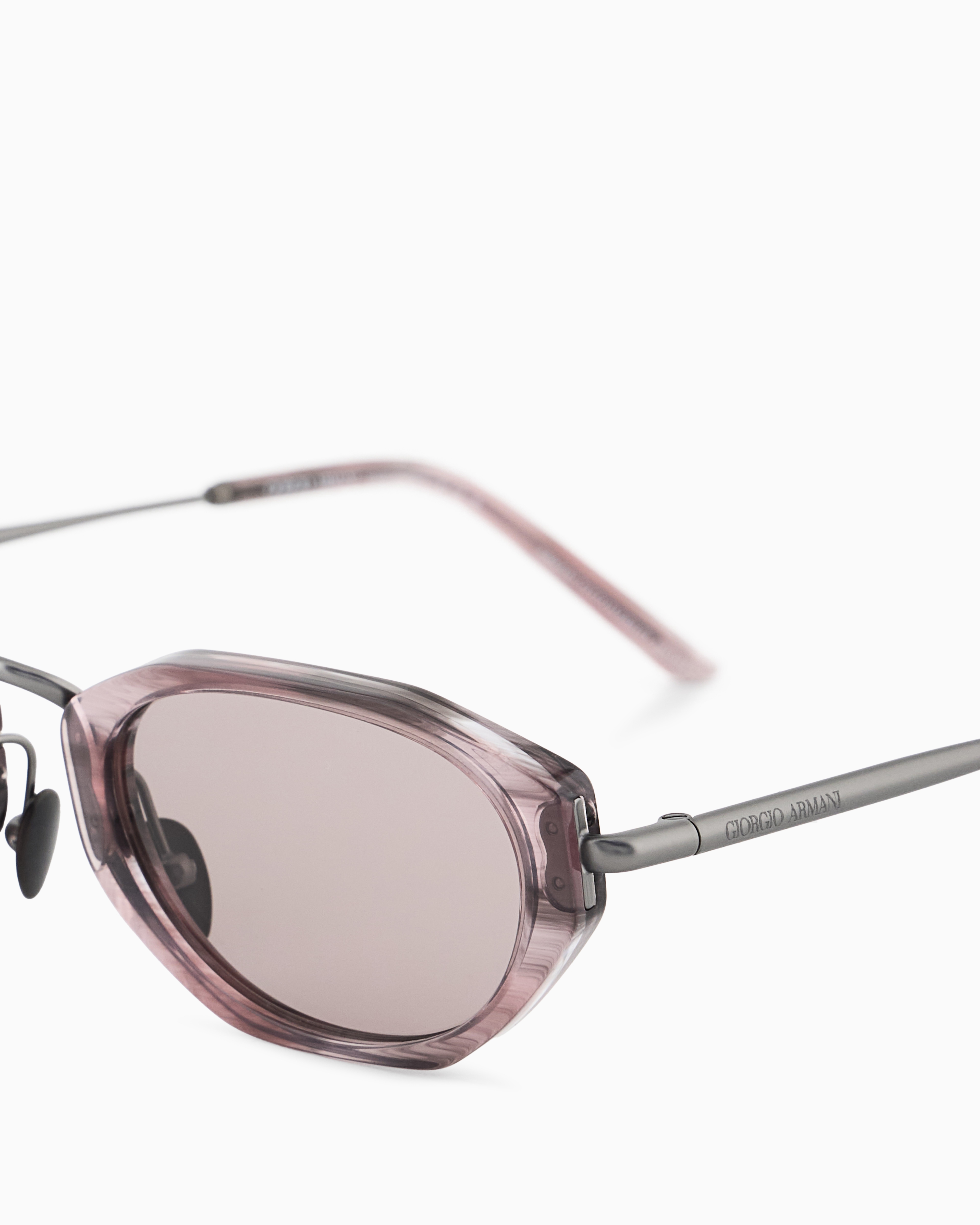 Giorgio Armani Lunettes De Soleil Hexagonales In Neutral