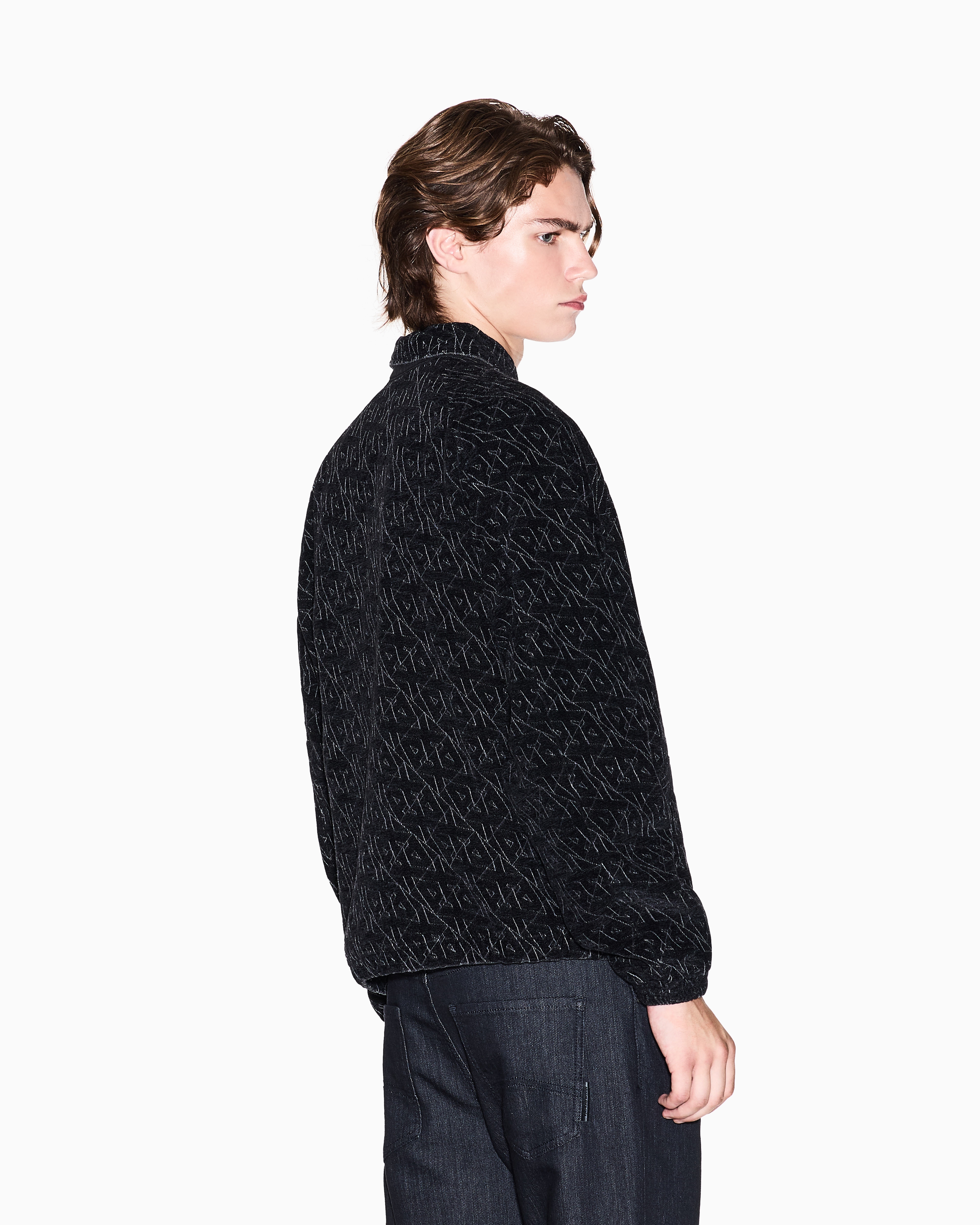 Armani Exchange - Jacquard blouson with allover logo, Man, Black, Size: