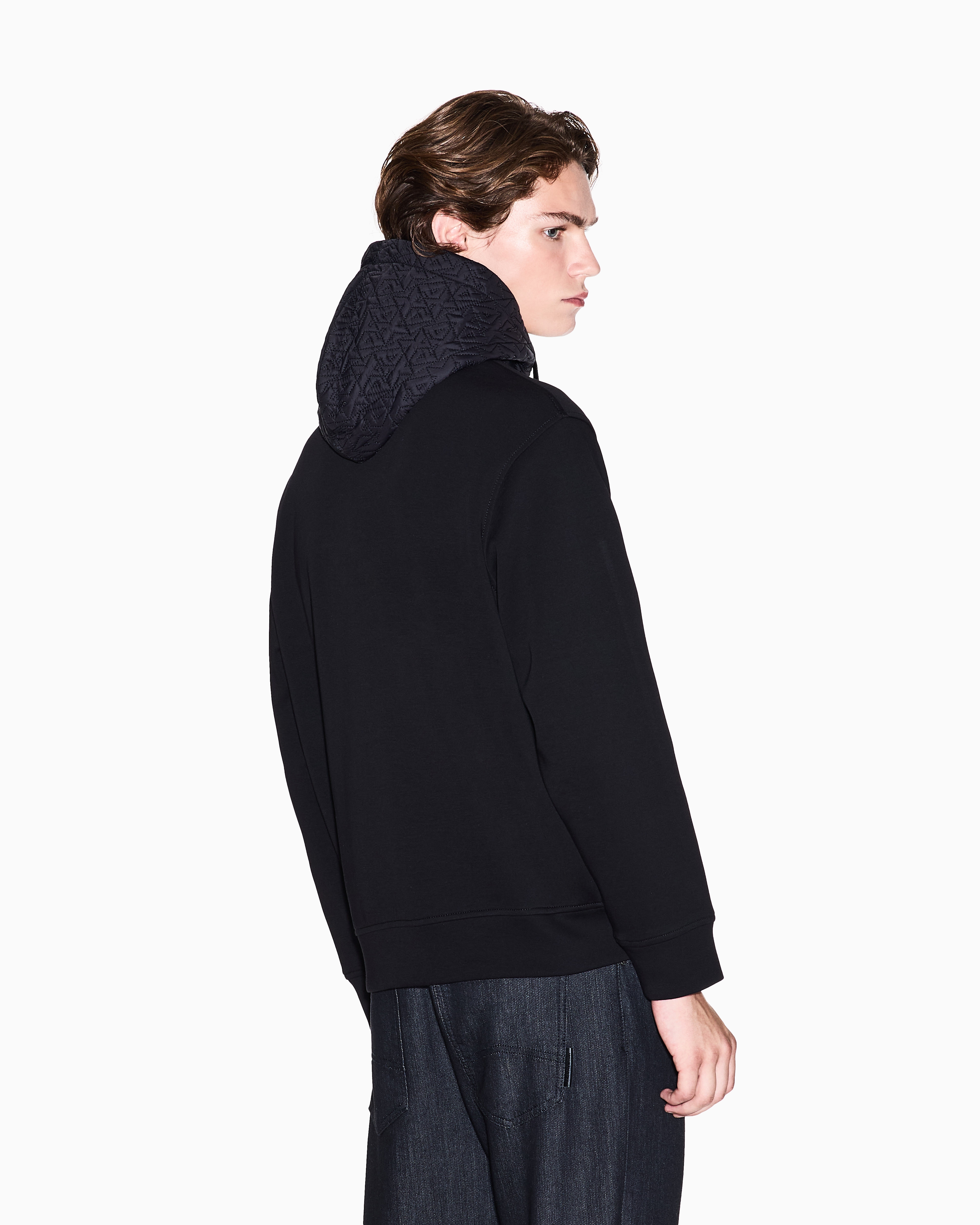 Zip-up sweatshirt with contrasting hood