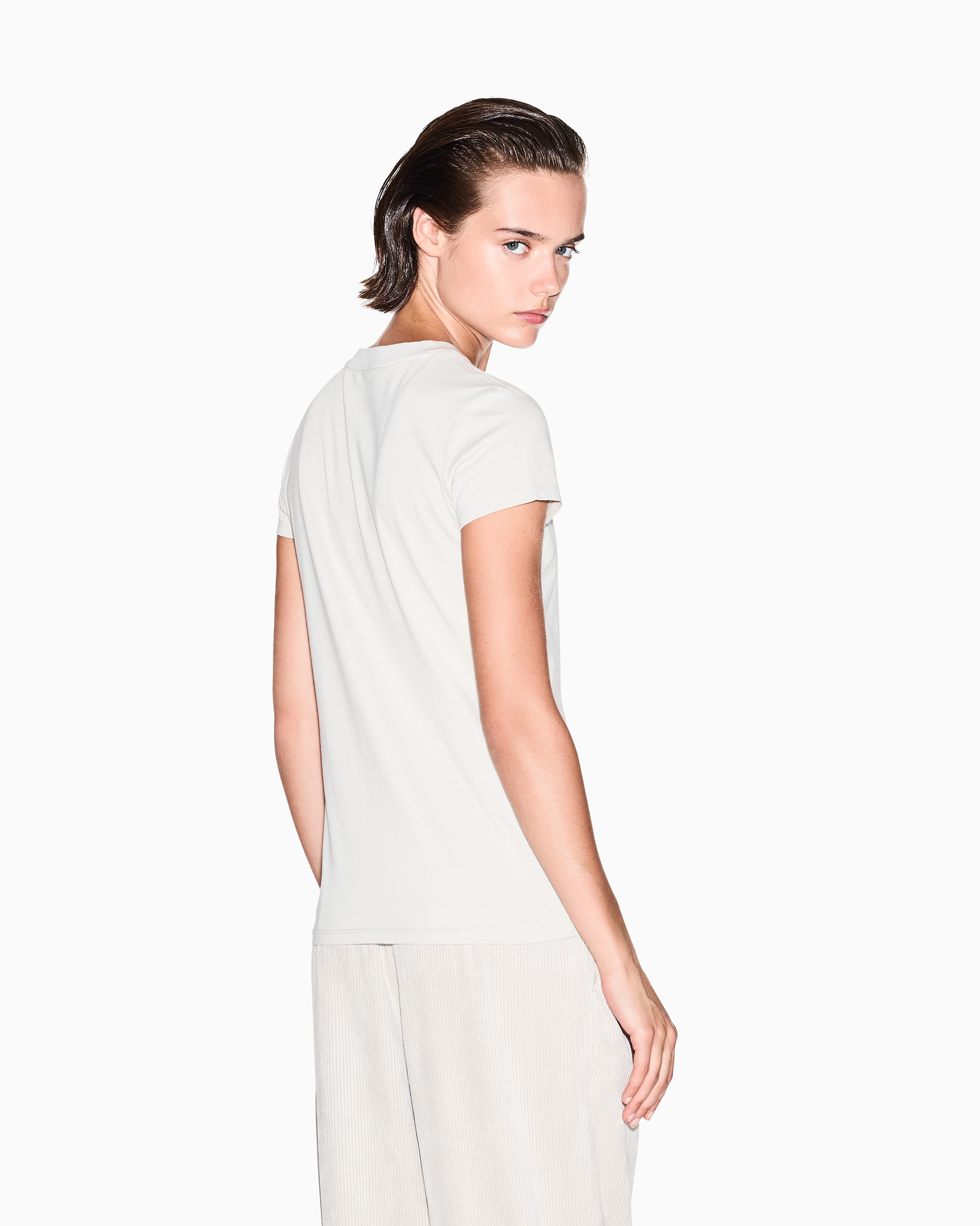 Armani Exchange - Slim Fit T-Shirts, Woman, Beige, Size: S